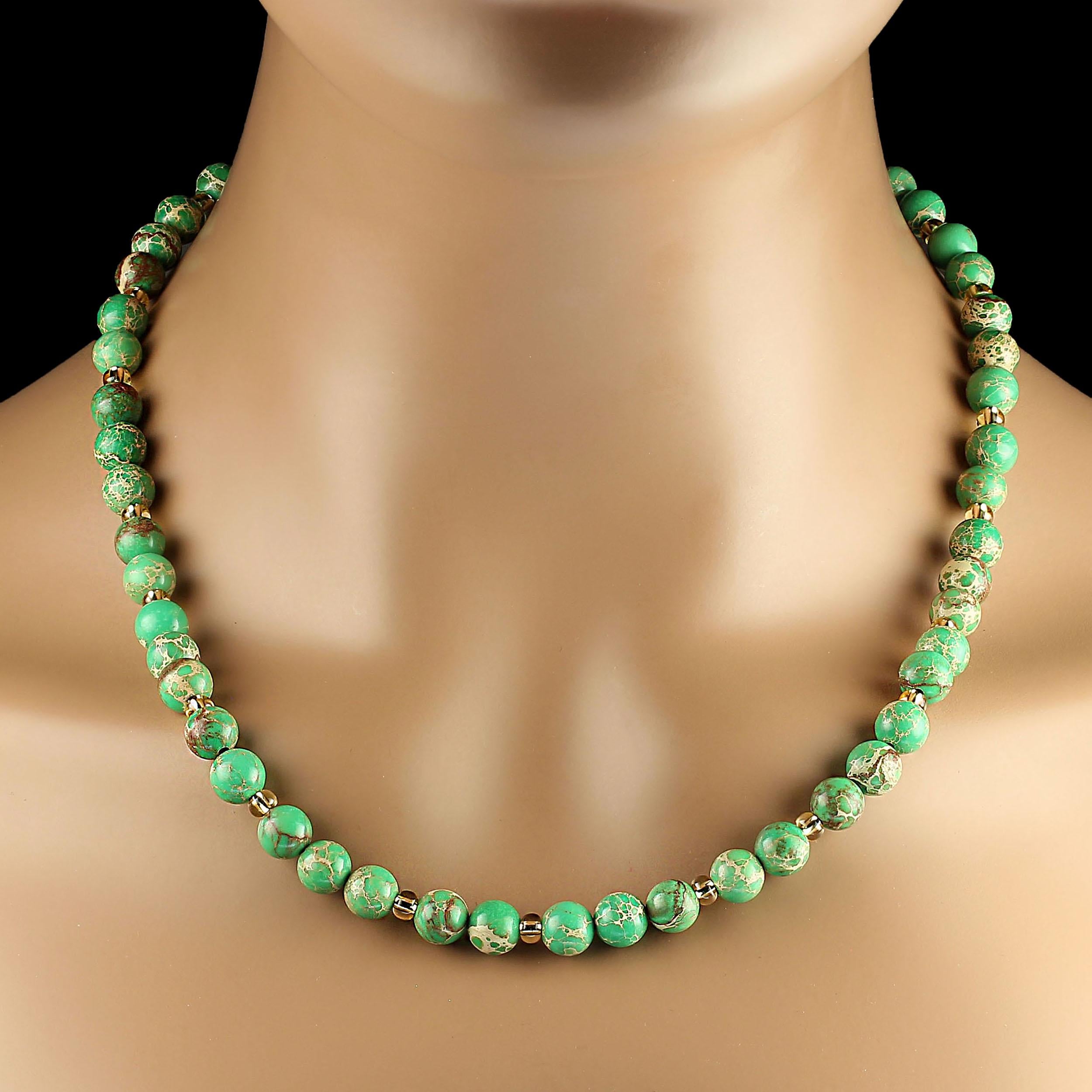 AJD 20-Inch Natural Green Imperial Stone Necklace For Sale 2