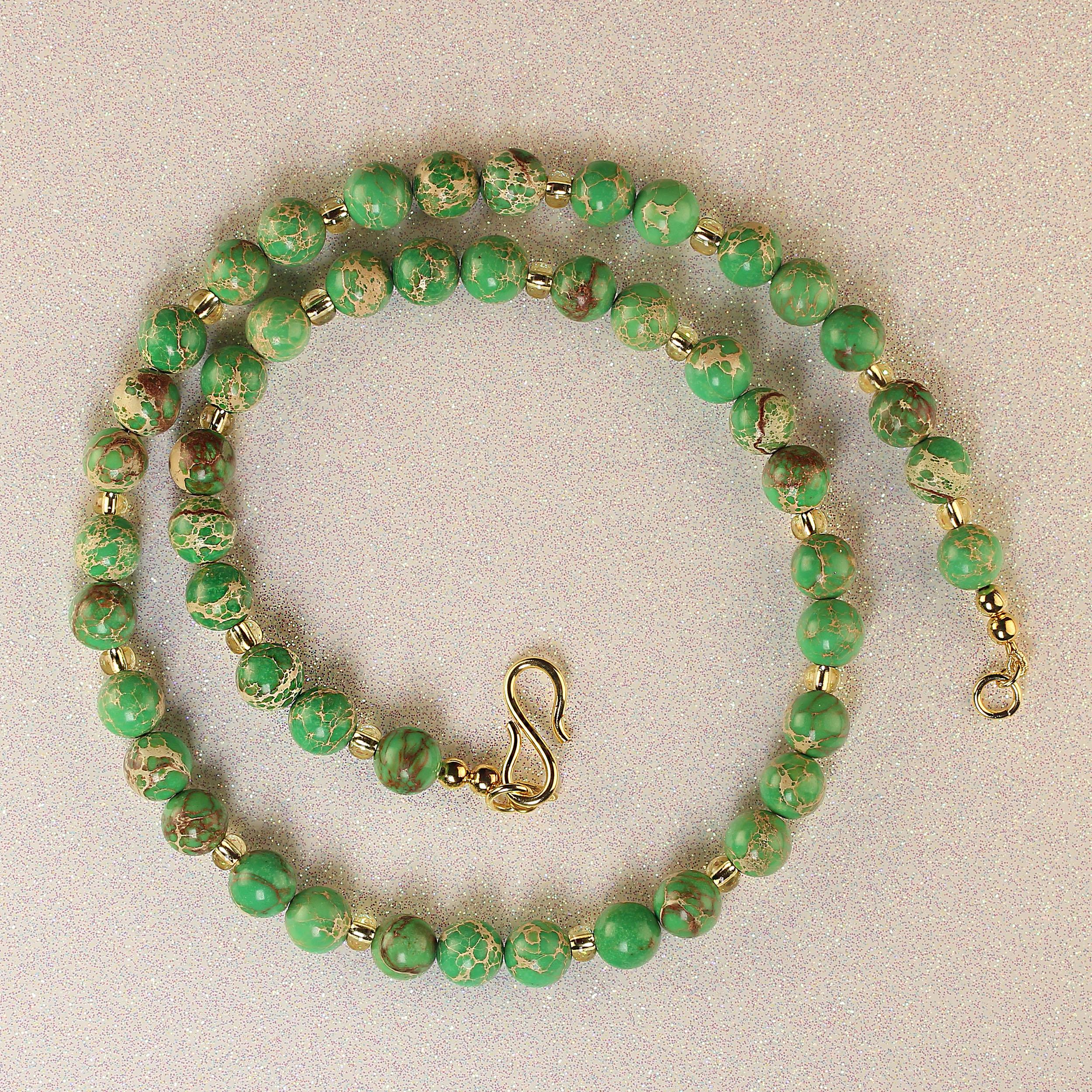 AJD 20-Inch Natural Green Imperial Stone Necklace For Sale 3