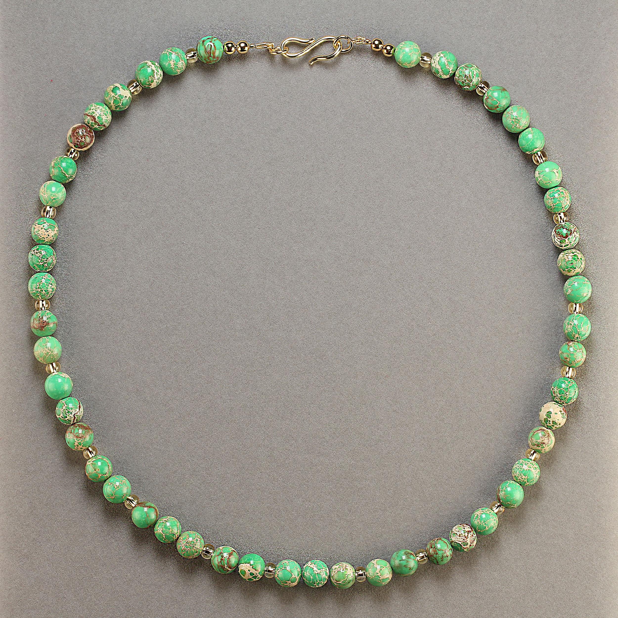 AJD 20-Inch Natural Green Imperial Stone Necklace For Sale 4