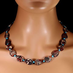 20-Inch Picture Jasper Leaf Necklace with Turquoise Accents by Aria