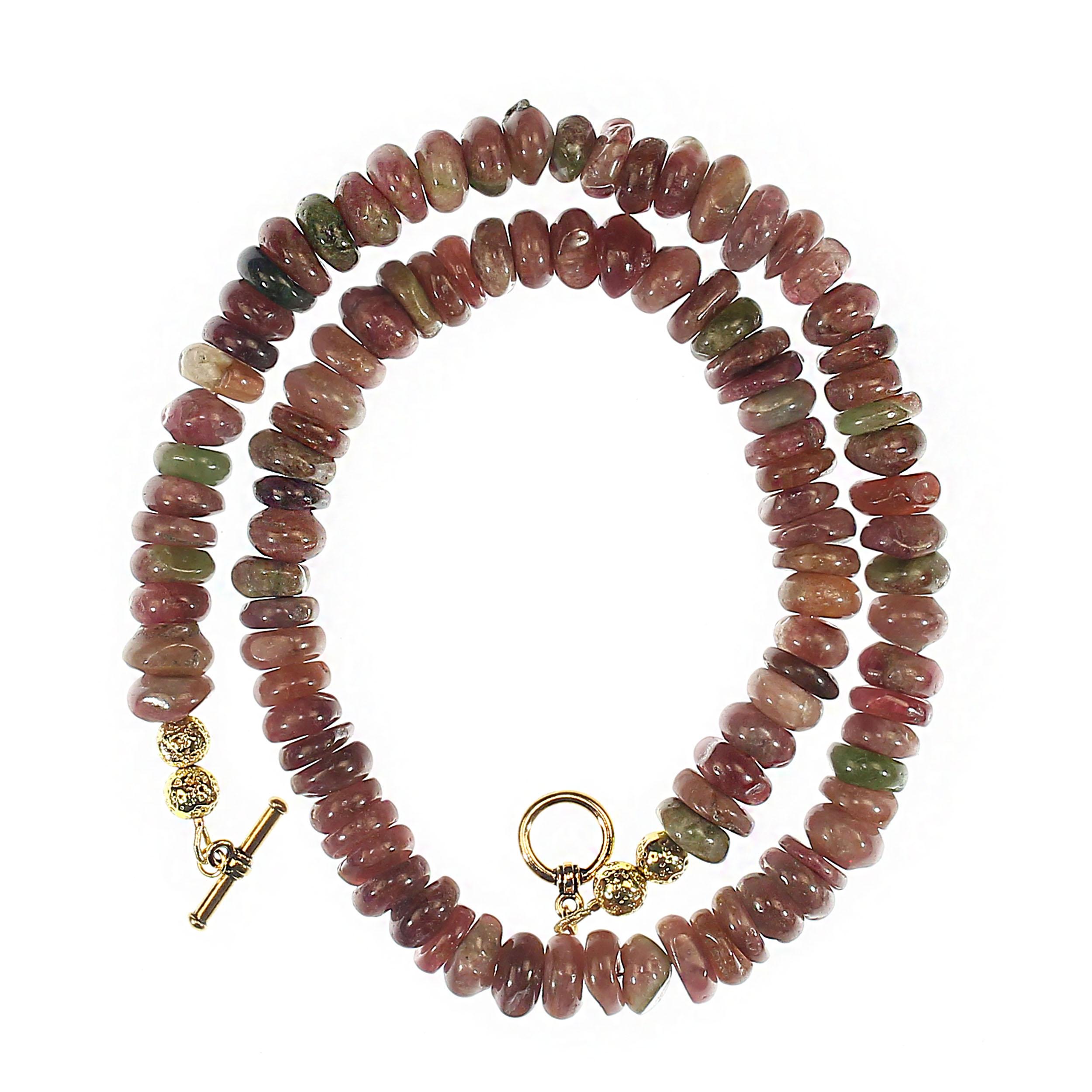 AJD Collier de 20 pouces en Tourmaline Rose Translucide Rondelle en vente 5