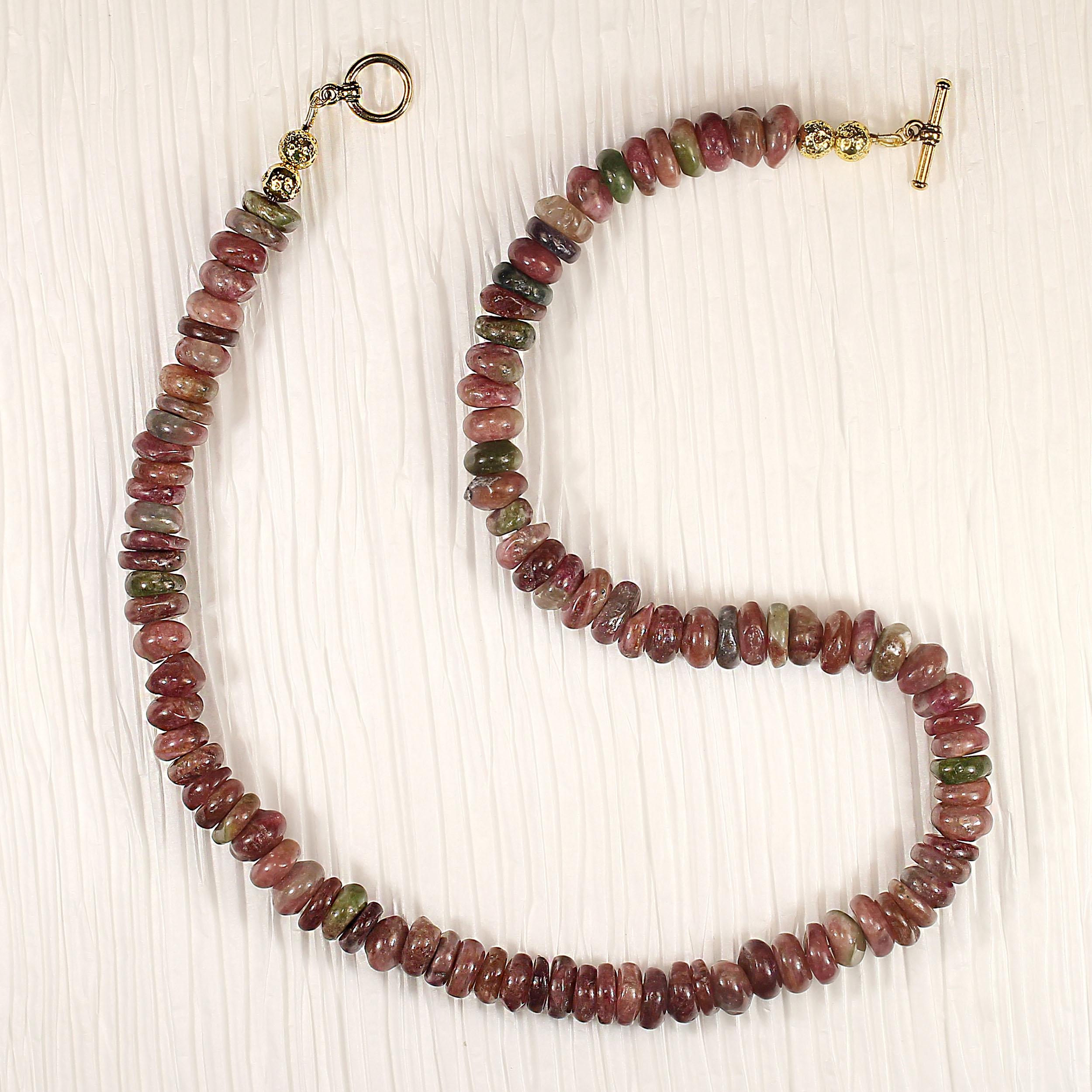 AJD Collier de 20 pouces en Tourmaline Rose Translucide Rondelle en vente 6