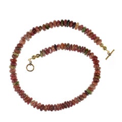 AJD Collana di tormaline rosa traslucide a rondelle da 20 pollici