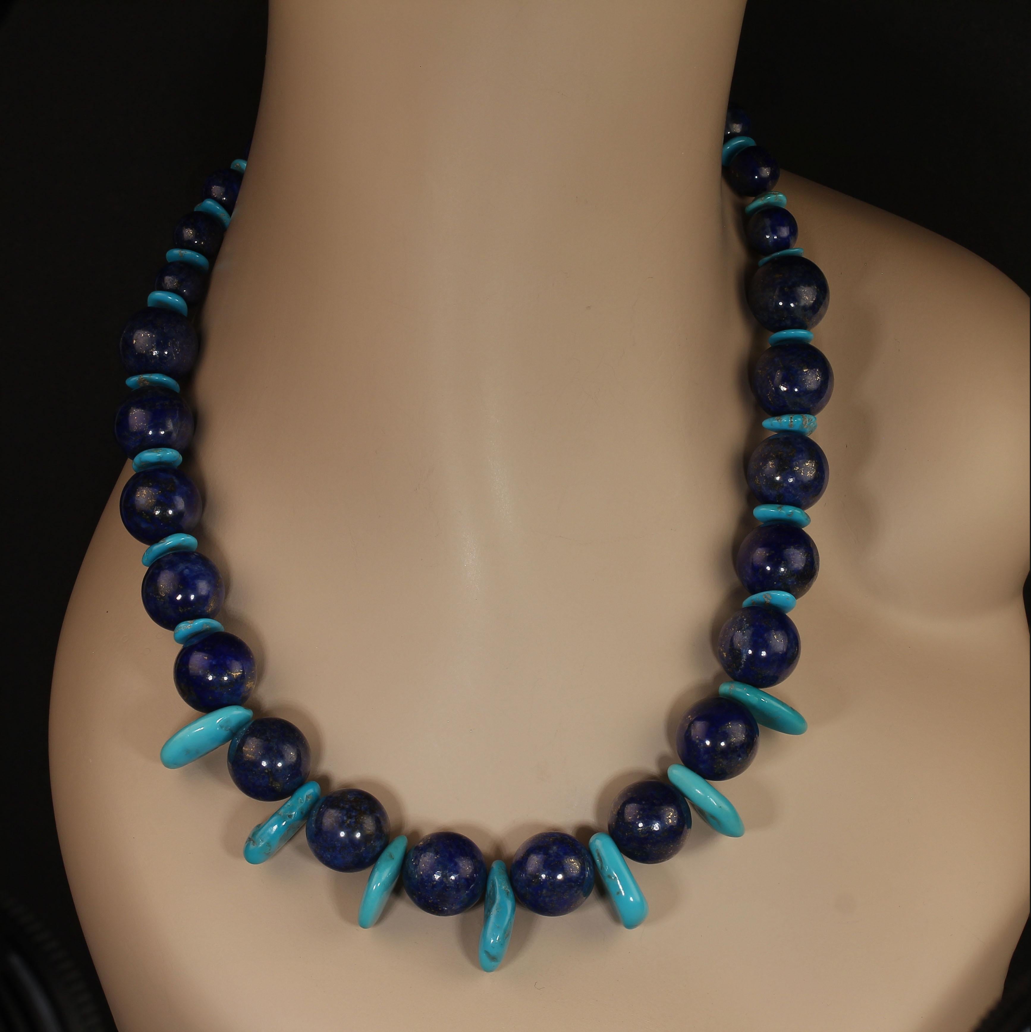 AJD - Collier de 20 pouces - Sleeping Beauty Turquoise Accenting Lapis Lazuli en vente 5