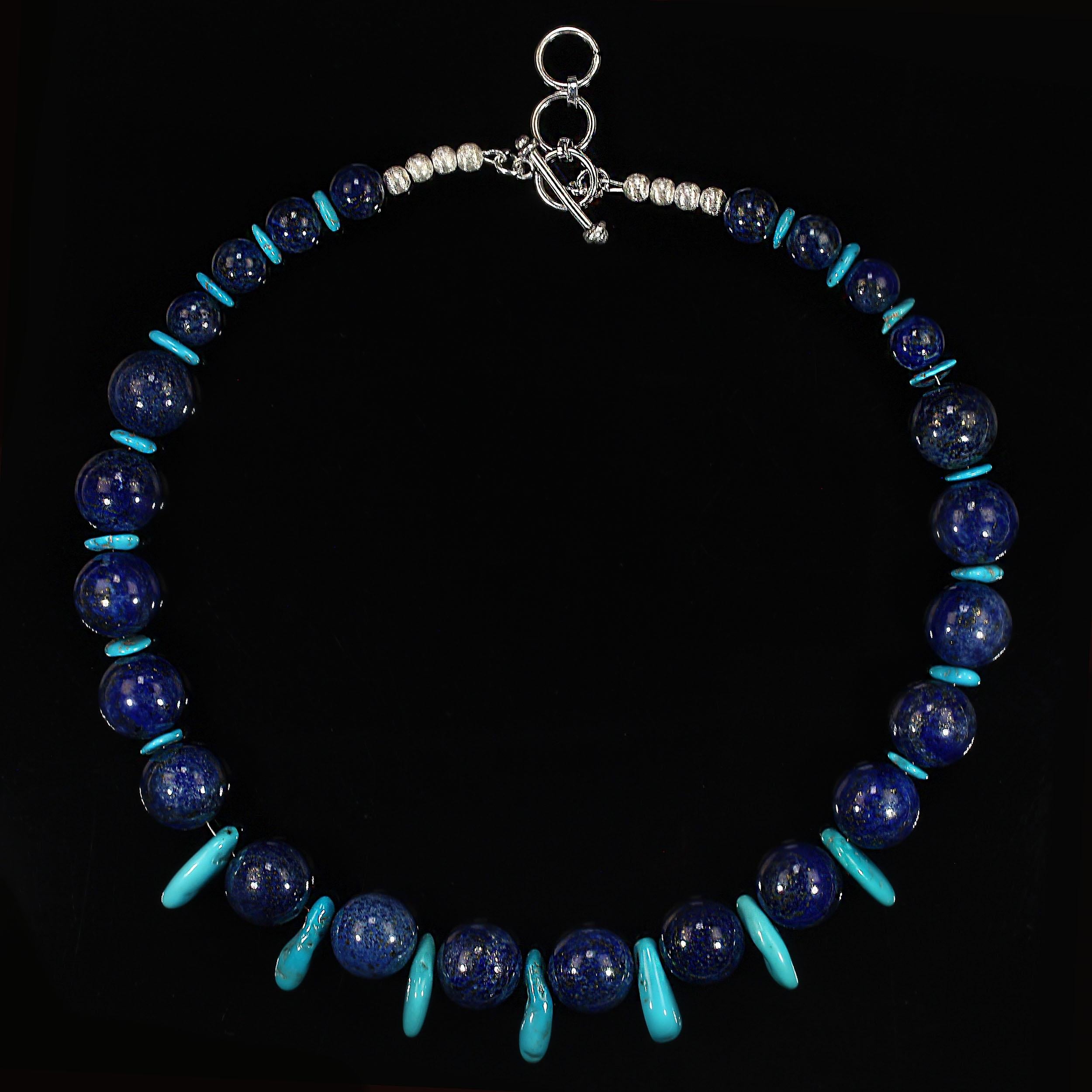 Artisan AJD - Collier de 20 pouces - Sleeping Beauty Turquoise Accenting Lapis Lazuli en vente