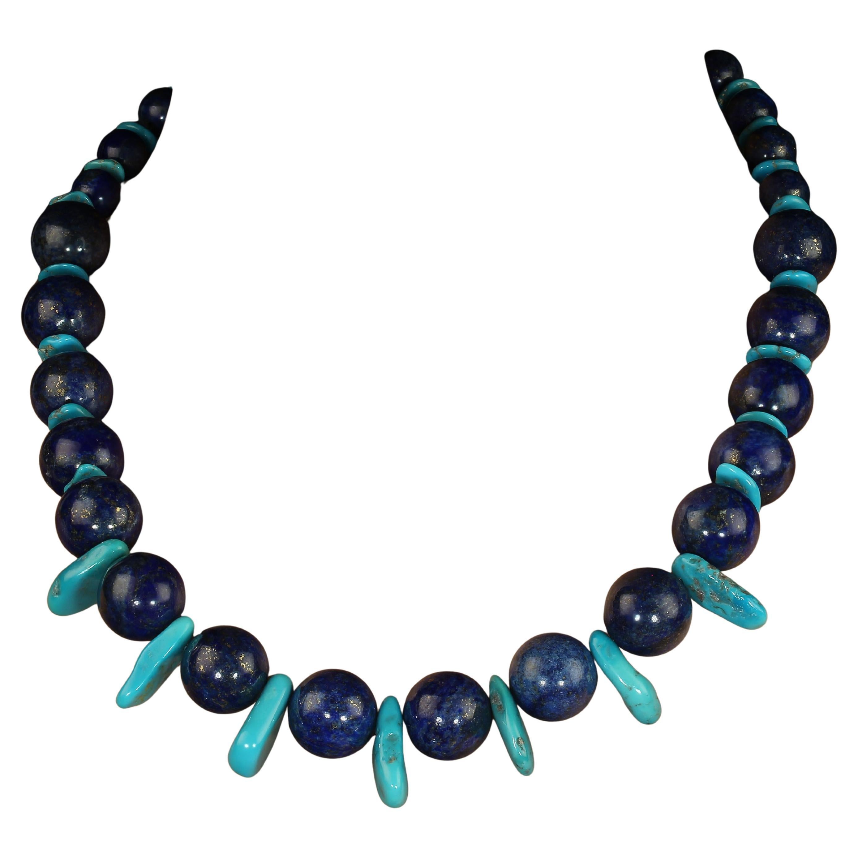 AJD - Collier de 20 pouces - Sleeping Beauty Turquoise Accenting Lapis Lazuli en vente