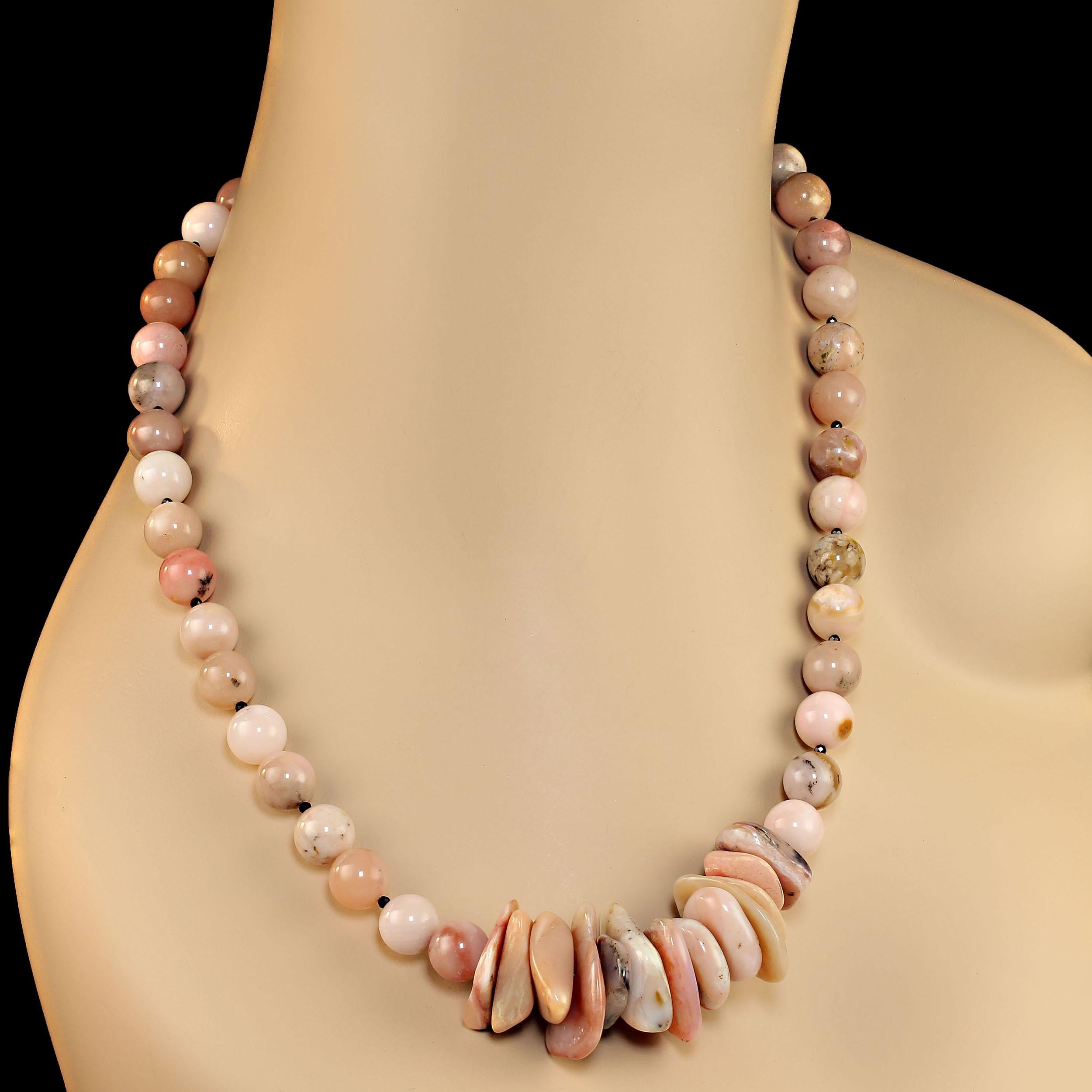 Artisan AJD 20 Inch Unique Pink Peruvian Opal Necklace For Sale