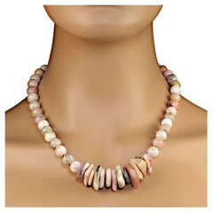 AJD Collar Único de 20 Pulgadas de Ópalo Peruano Rosa