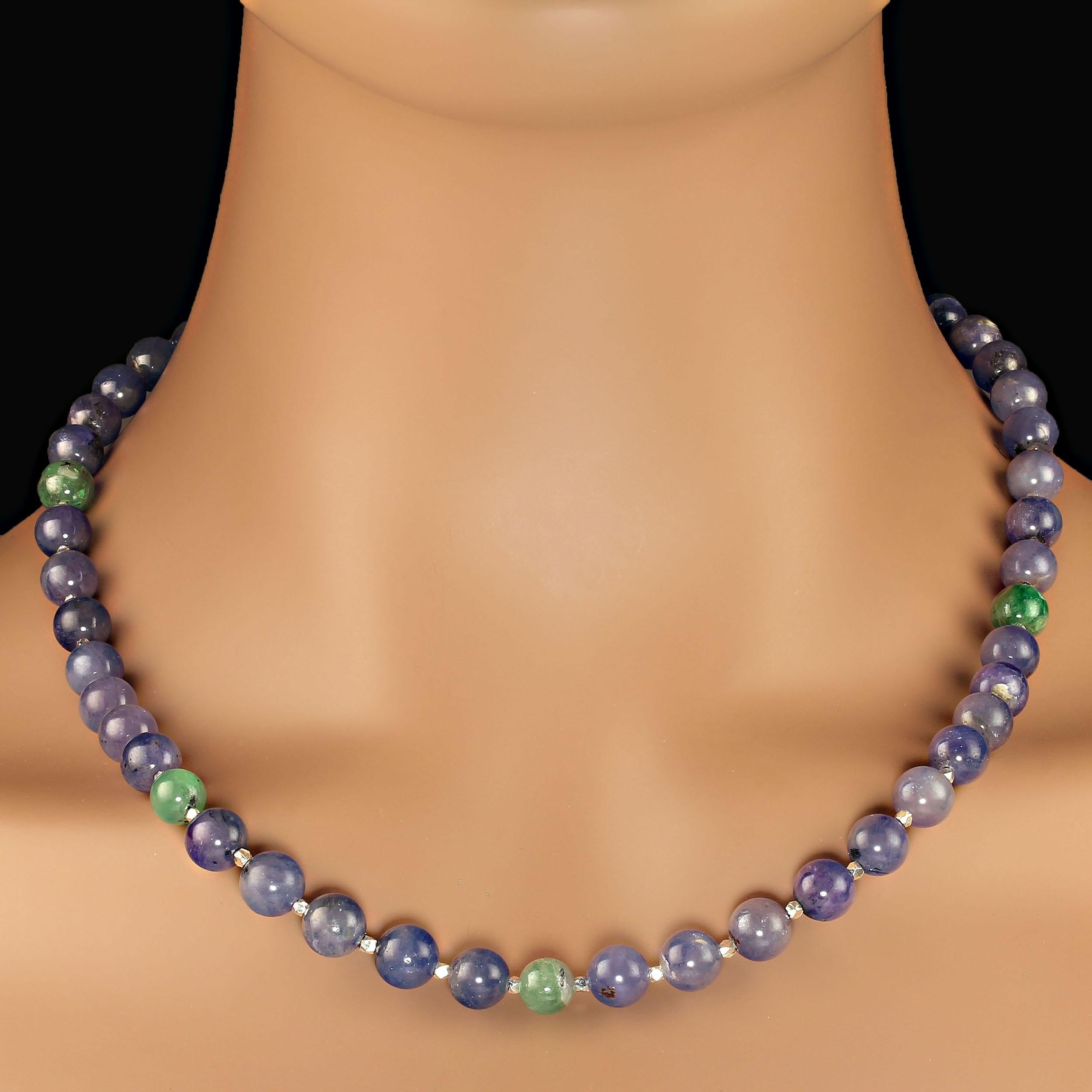 AJD Collana da 20 pollici in tanzanite traslucida e argento fino  Un grande regalo! in vendita 3