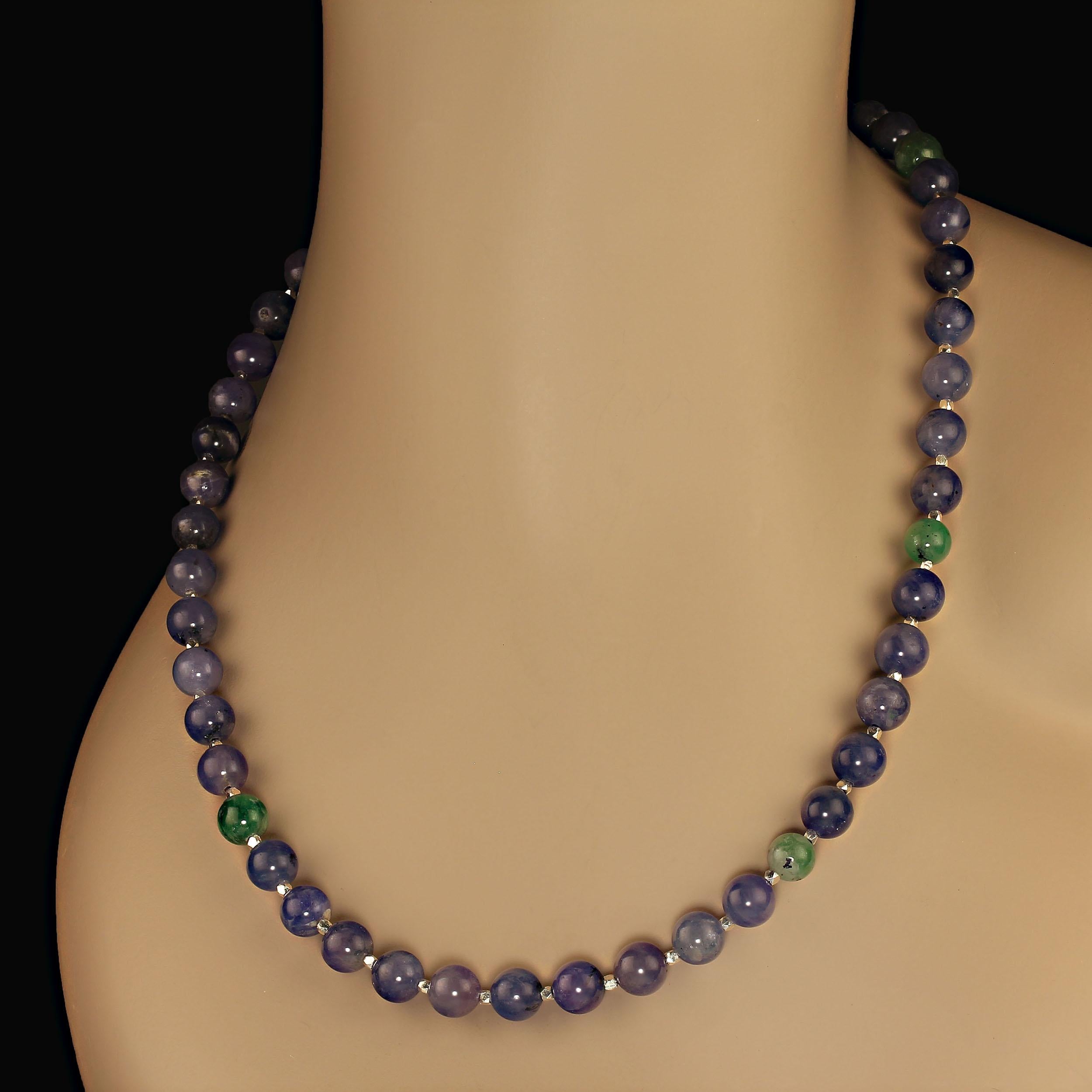 Artisan AJD 20 Inch Unique Translucent Tanzanite and Fine Silver necklace  Great Gift! For Sale