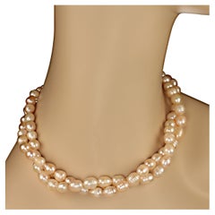 AJD 21 Inch 2 Strand Graduated Light Pink Pearl Necklace  Great Gift