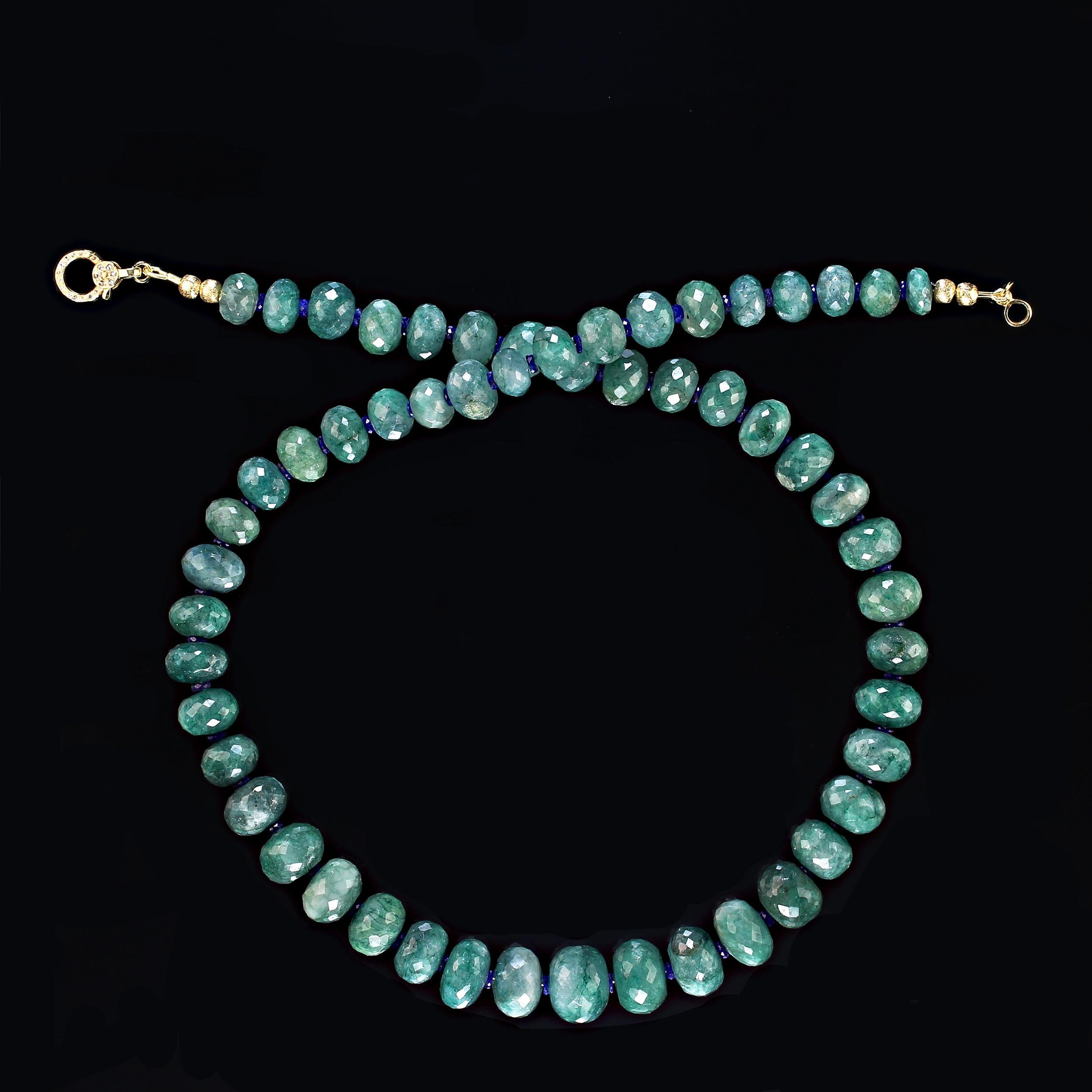 Women's or Men's AJD 21 Inch Green Beryl/Emerald Graduated Faceted Necklace    Perfect Gift! For Sale