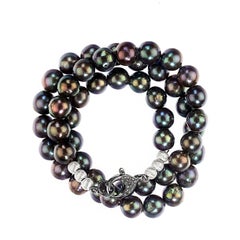 AJD 21 pollici Collana di perle iridescenti blu scuro/verde 10MM Grande regalo!