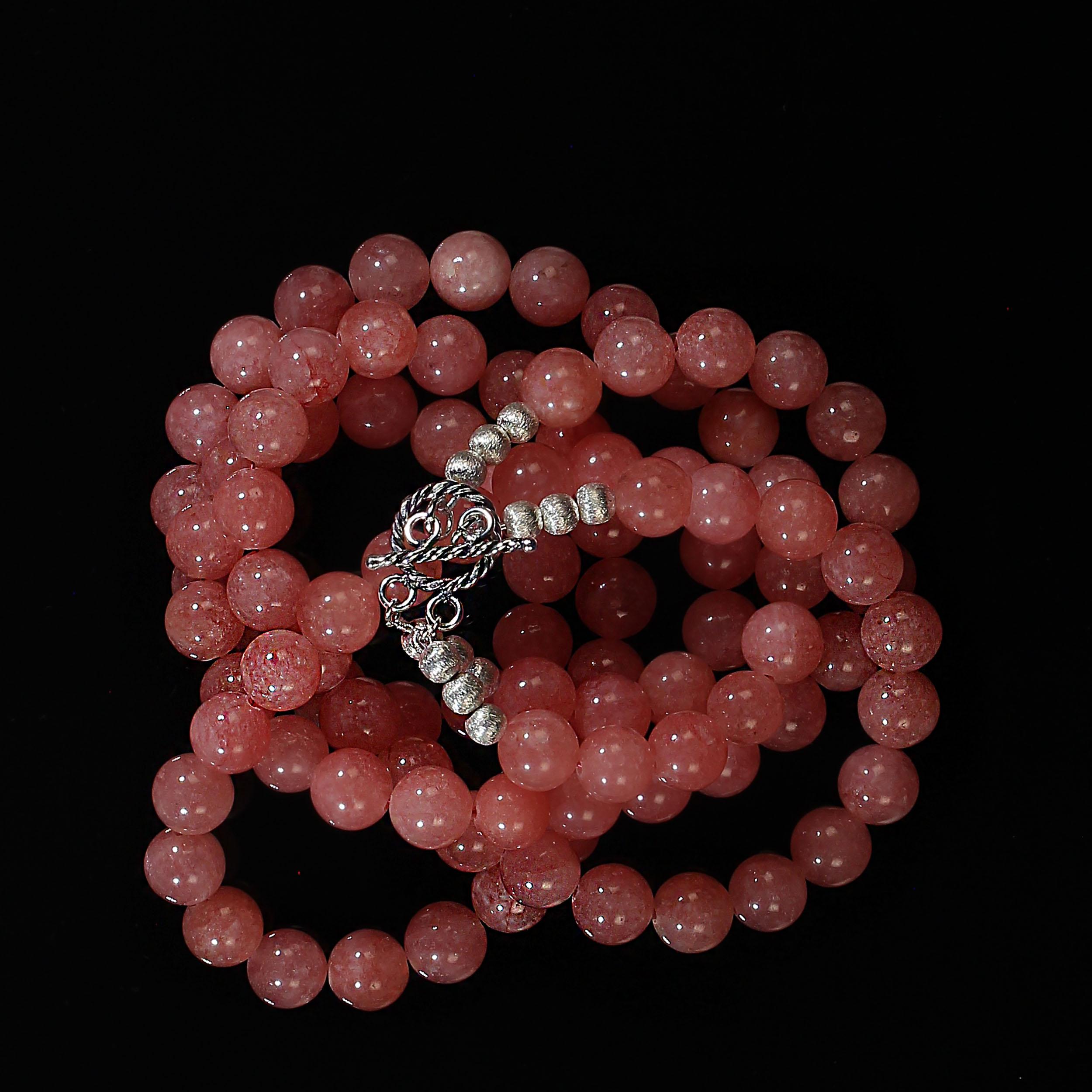 Artisan AJD 21 Inch Peachy/Pink Agate Two Strand Perfect Summer Necklace For Sale