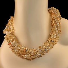 AJD 21 Inch Sparkling Multi Stand Citrine Chip Necklace