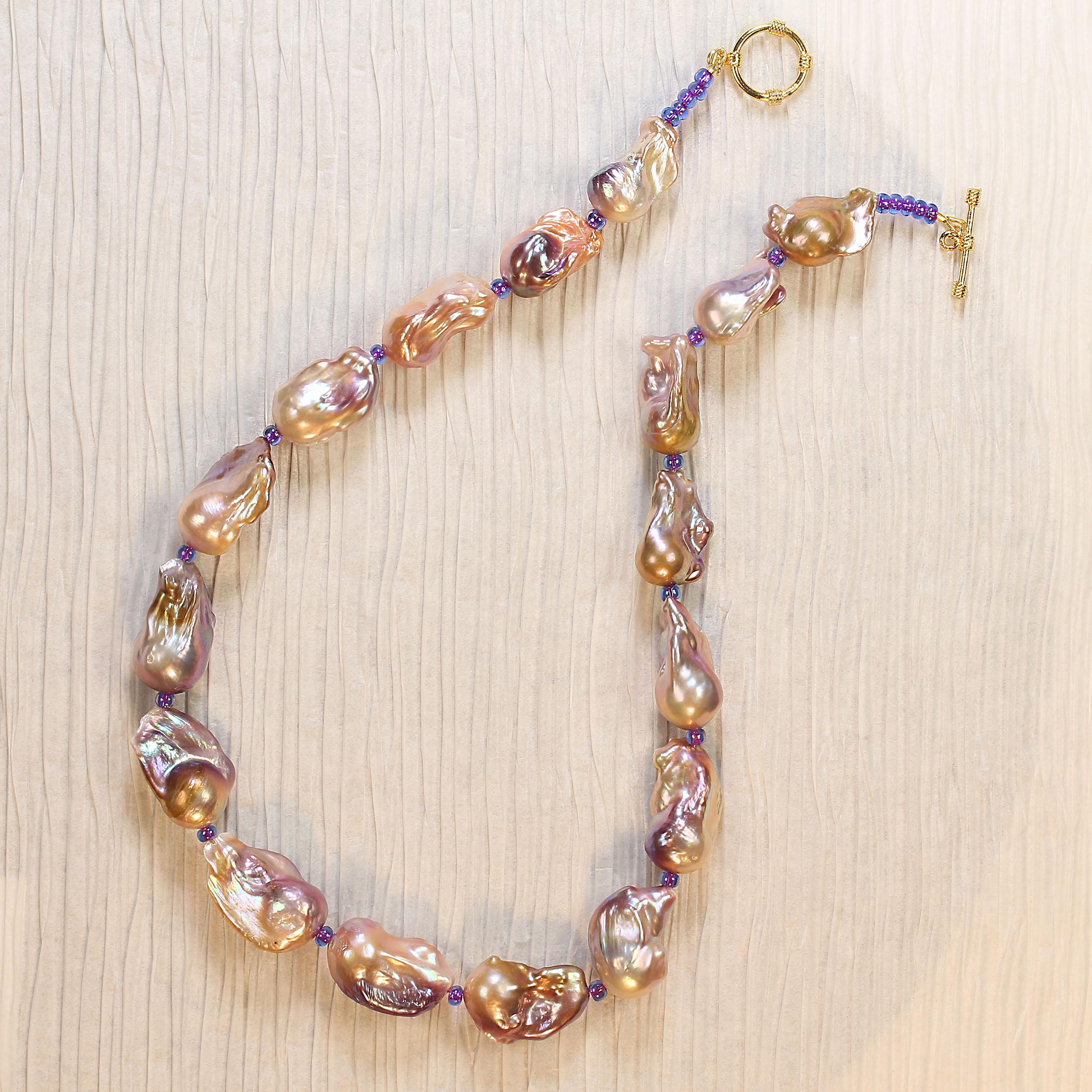 AJD 21 Zoll auffällige natürliche Farbe Barockperlenkette mit Perlenkette im Angebot 1