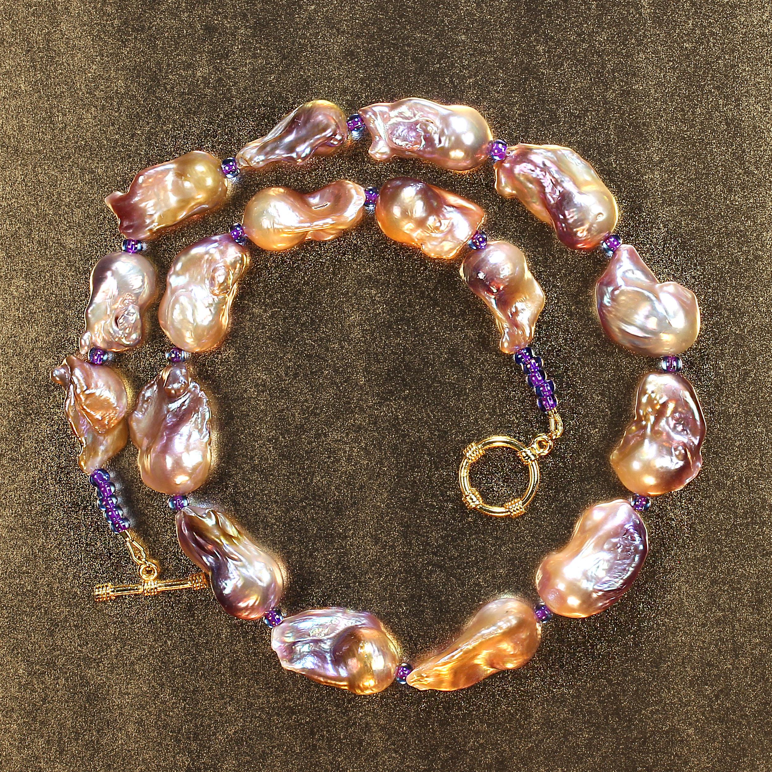 AJD 21 Zoll auffällige natürliche Farbe Barockperlenkette mit Perlenkette im Angebot 2