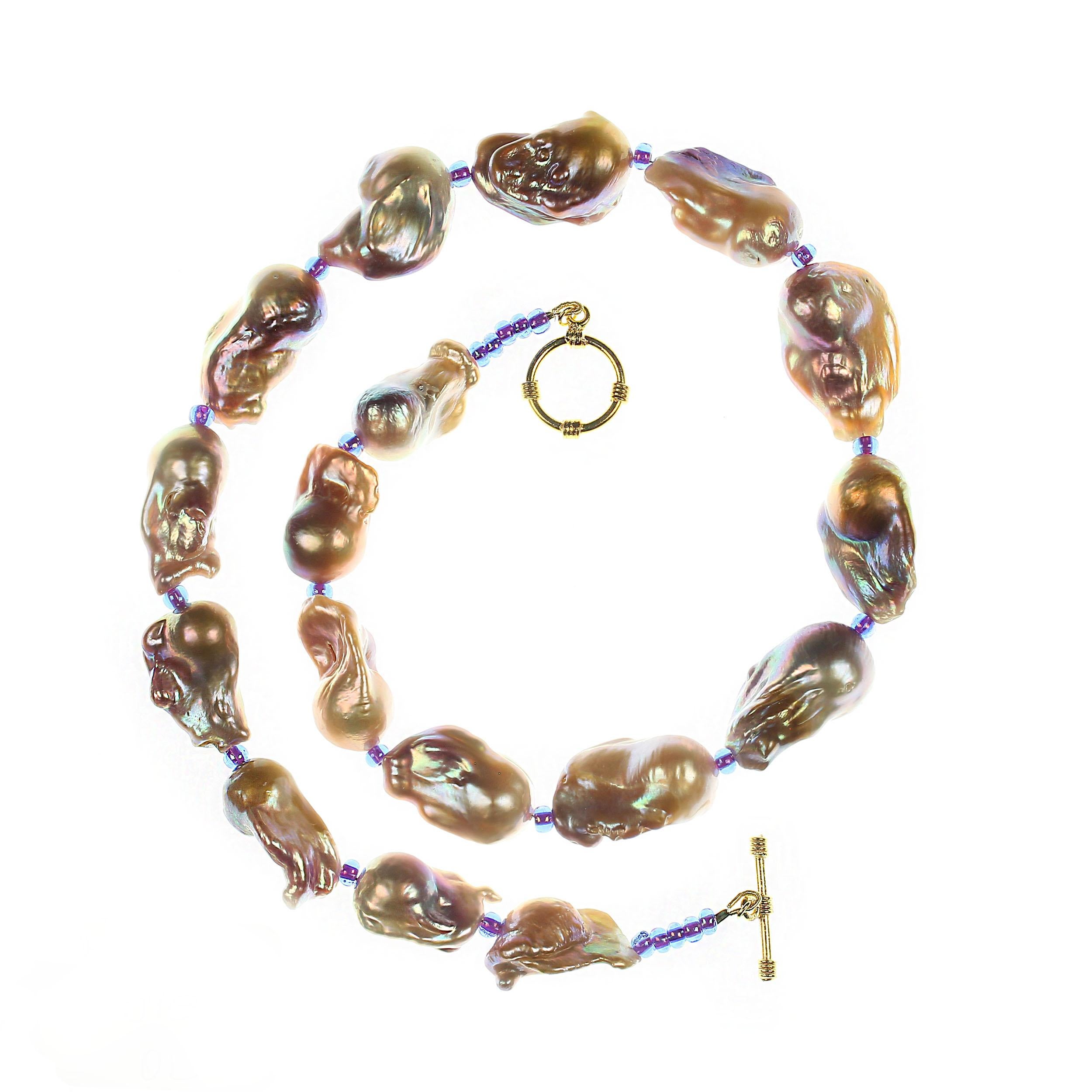 AJD 21 Zoll auffällige natürliche Farbe Barockperlenkette mit Perlenkette im Angebot 3