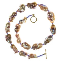 AJD 21 Inch Striking Natural Color Baroque Pearl Necklace