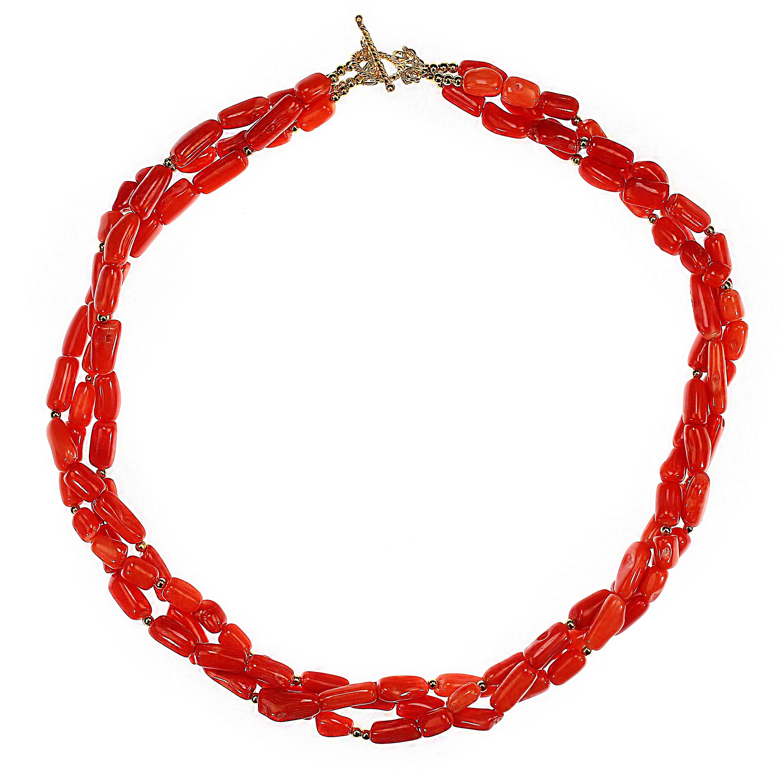 da uomo o donna AJD Collana di corallo di bambù arancione a tre fili da 21 pollici  Un grande regalo! in vendita