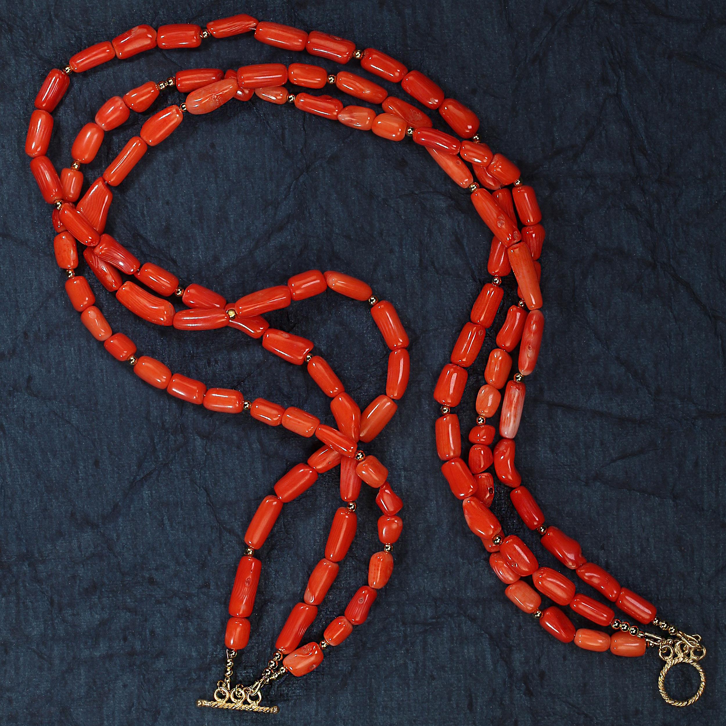 AJD Collana di corallo di bambù arancione a tre fili da 21 pollici  Un grande regalo! in vendita 2