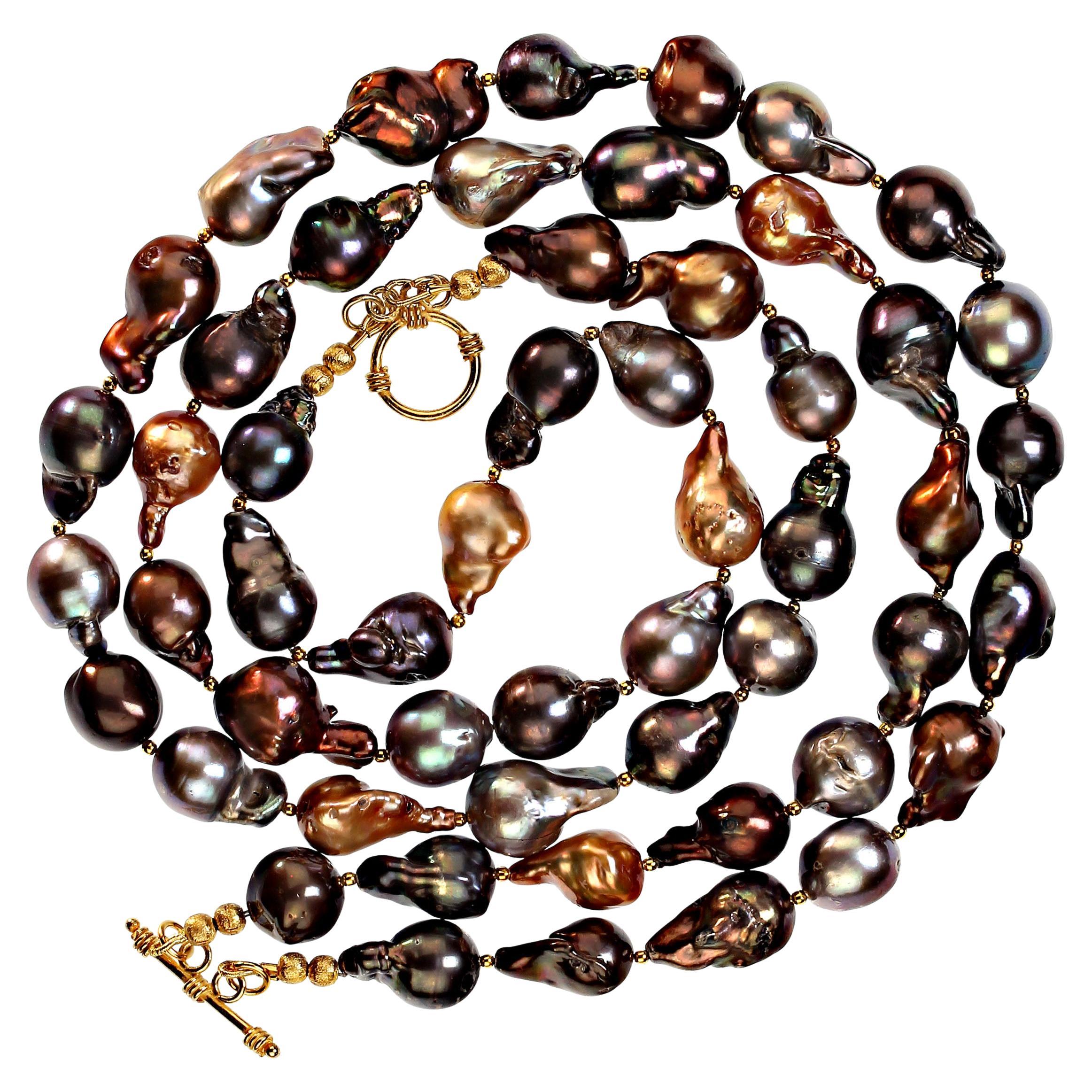AJD 22 Inch Double strand Multi color Baroque Freshwater Pearl Necklace