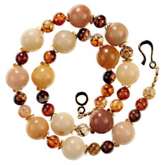 AJD 22 Inch Elegant Jade and Spiderweb Jasper Necklace