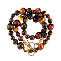 AJD 22 Inch Elegant Multi color Tiger's Eye Necklace   Perfect Gift