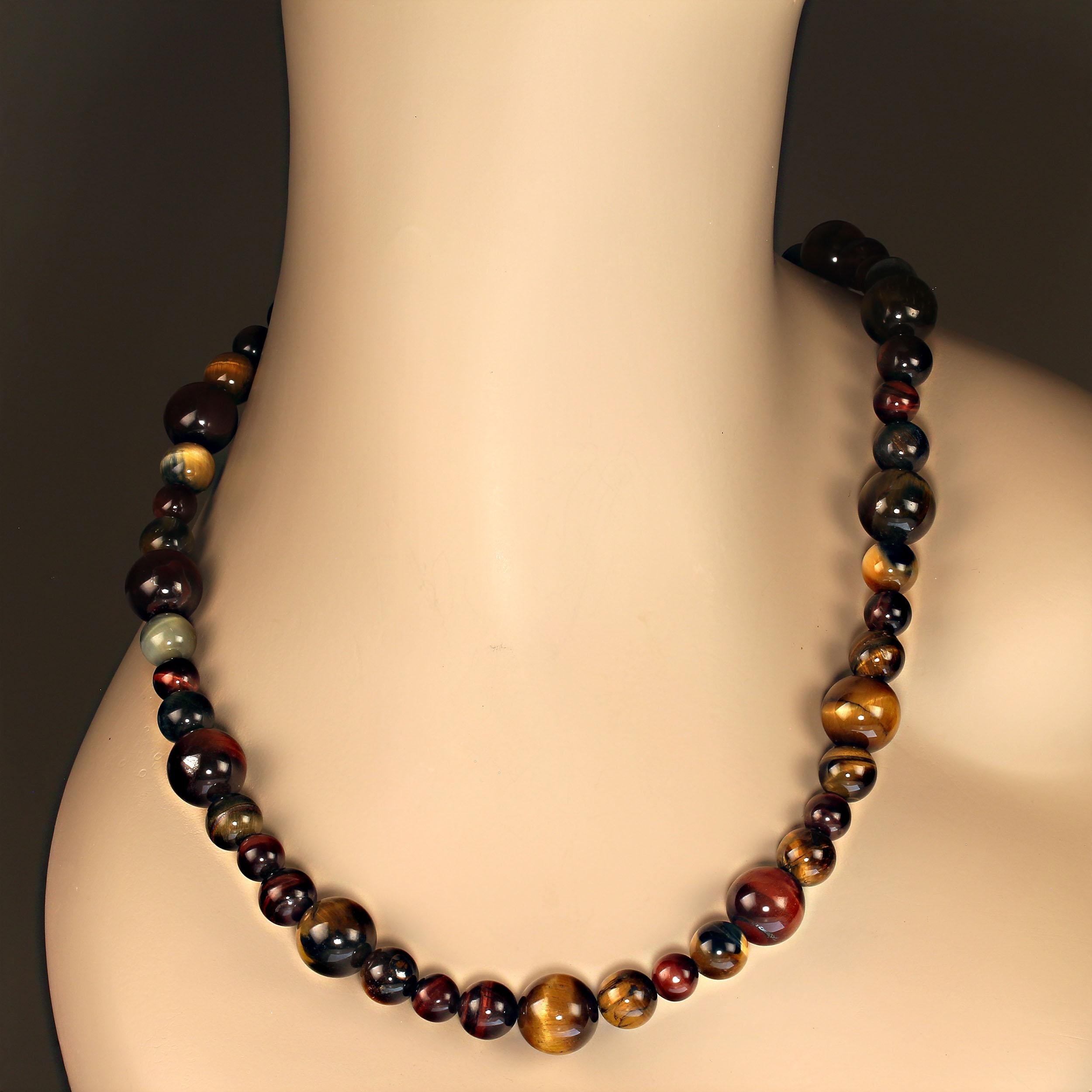 Artisan AJD 22 Inch Elegant Multi color Tiger's Eye Necklace   Perfect Gift For Sale
