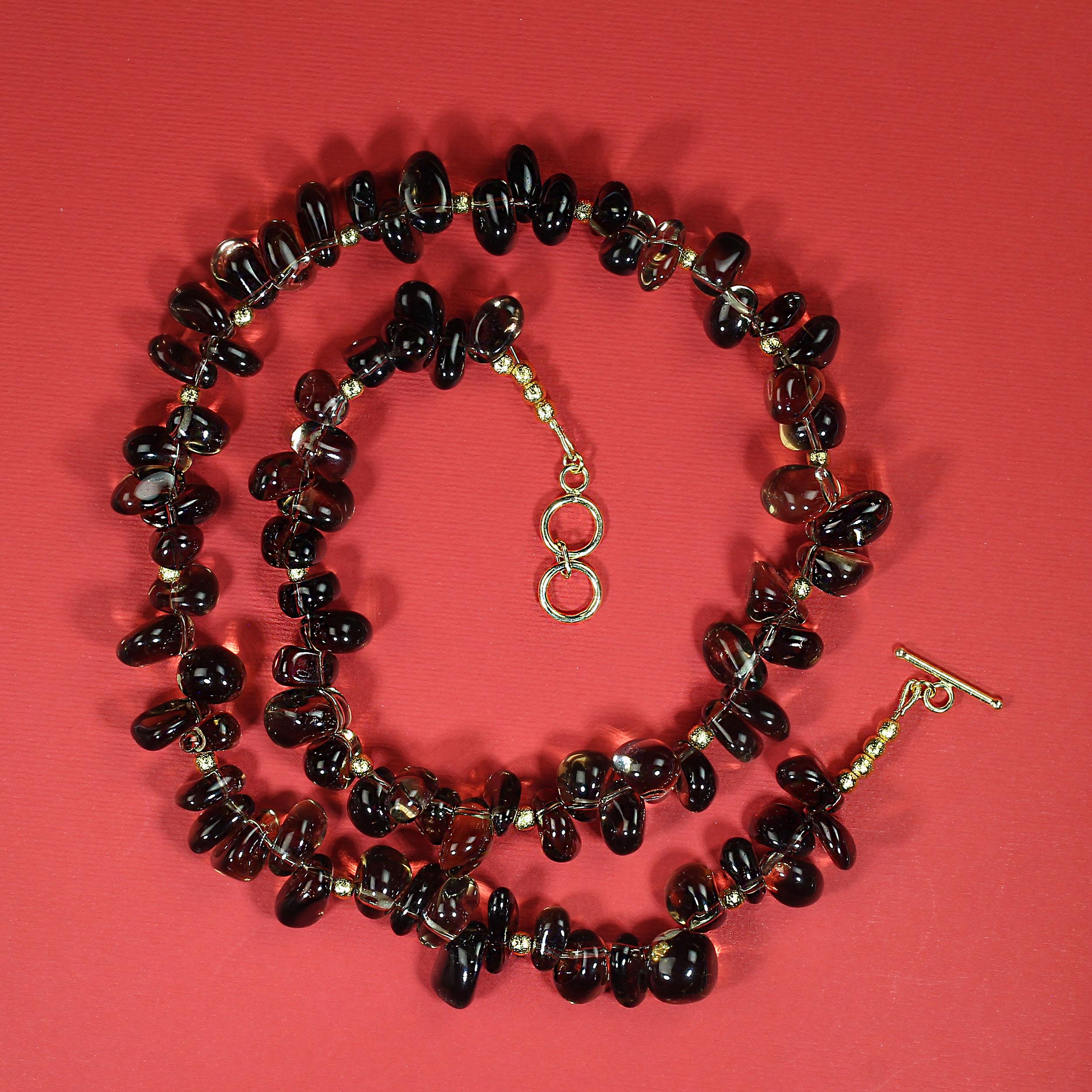 AJD 22 Inch Highly Polished Smoky Quartz Nugget Necklace For Sale 3