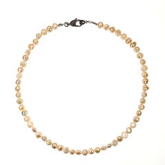AJD 22 Inch Iridescent Double Shine Creamy White Pearl Necklace June Birthstone