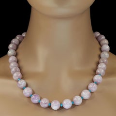 AJD 22 Inch Lustrous Kunzite with Turquoisey Accents Necklace AJD 22 Inch Lustrous Kunzite with Turquoisey Accents Necklace