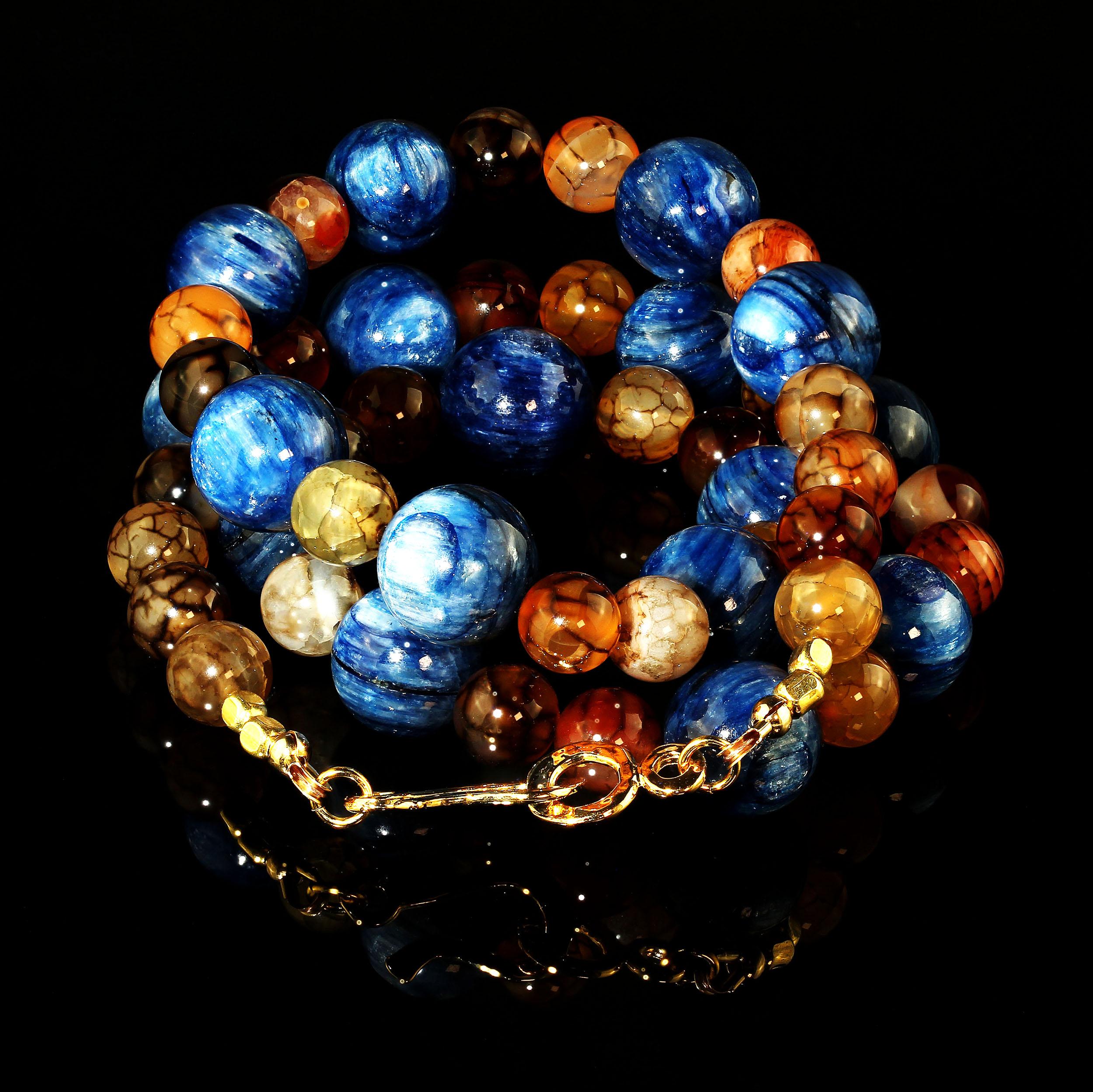 AJD 22 Inch Magnificent Kyanite and Spiderweb Jasper Necklace  Great Gift! In New Condition For Sale In Raleigh, NC
