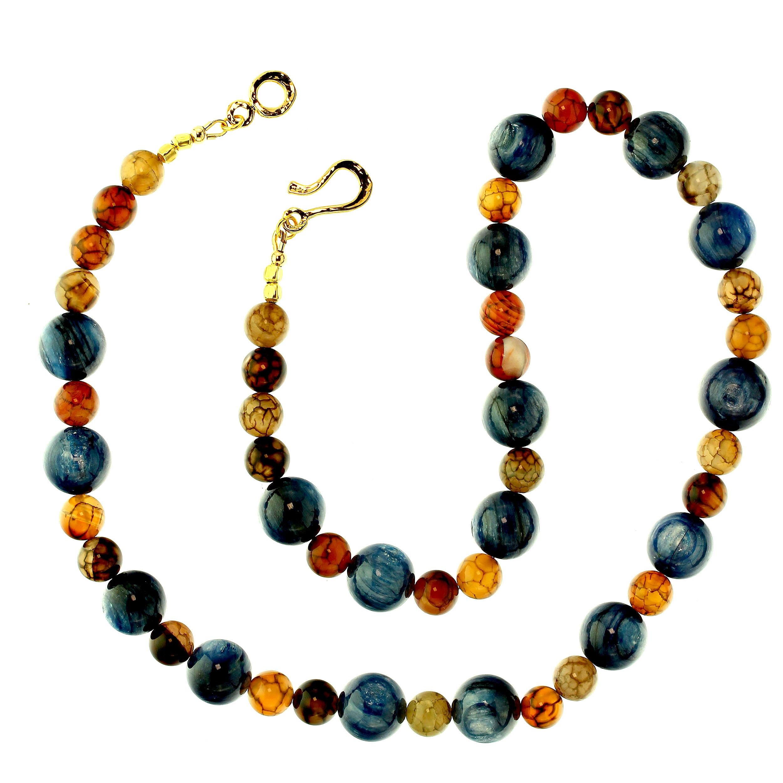 Women's or Men's AJD 22 Inch Magnificent Kyanite and Spiderweb Jasper Necklace  Great Gift! For Sale