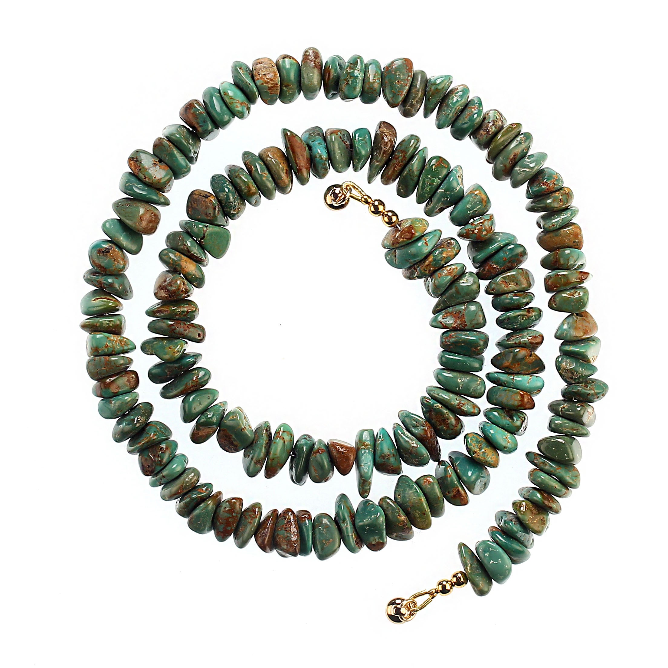 Elegant 22-Inch Polished Green Turquoise Nugget Necklace – A Stylish Wardrobe Essential

Add a vibrant touch to your jewelry collection with this 22-inch polished green turquoise nugget necklace. Featuring highly polished turquoise gemstones with a