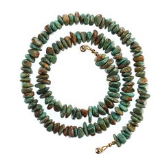 AJD 22 Inch Polished Green Turquoise Nugget Necklace