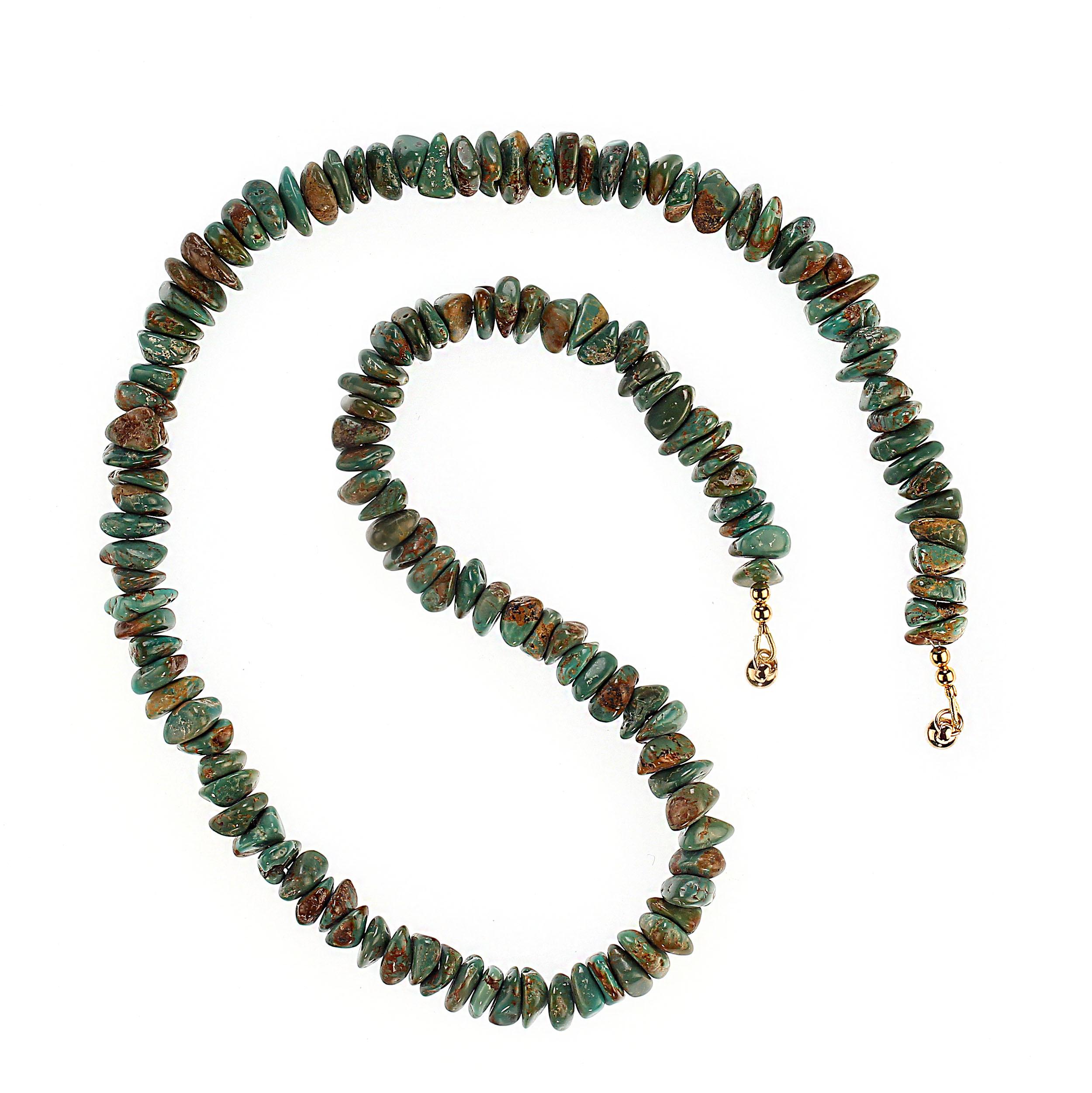 AJD 22 Inch Polished Green Turquoise Nugget Necklace 1