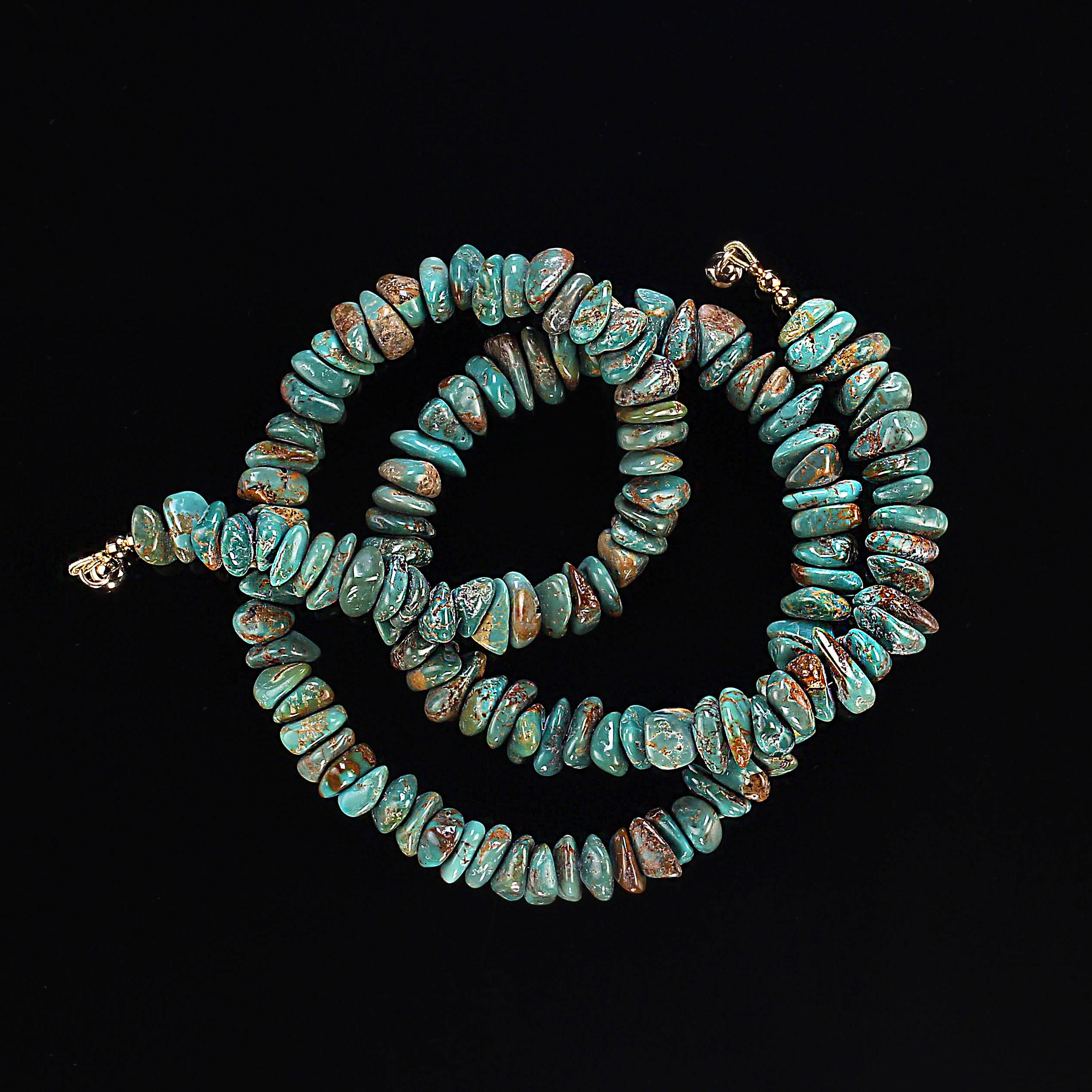 AJD 22 Inch Polished Green Turquoise Nugget Necklace 2