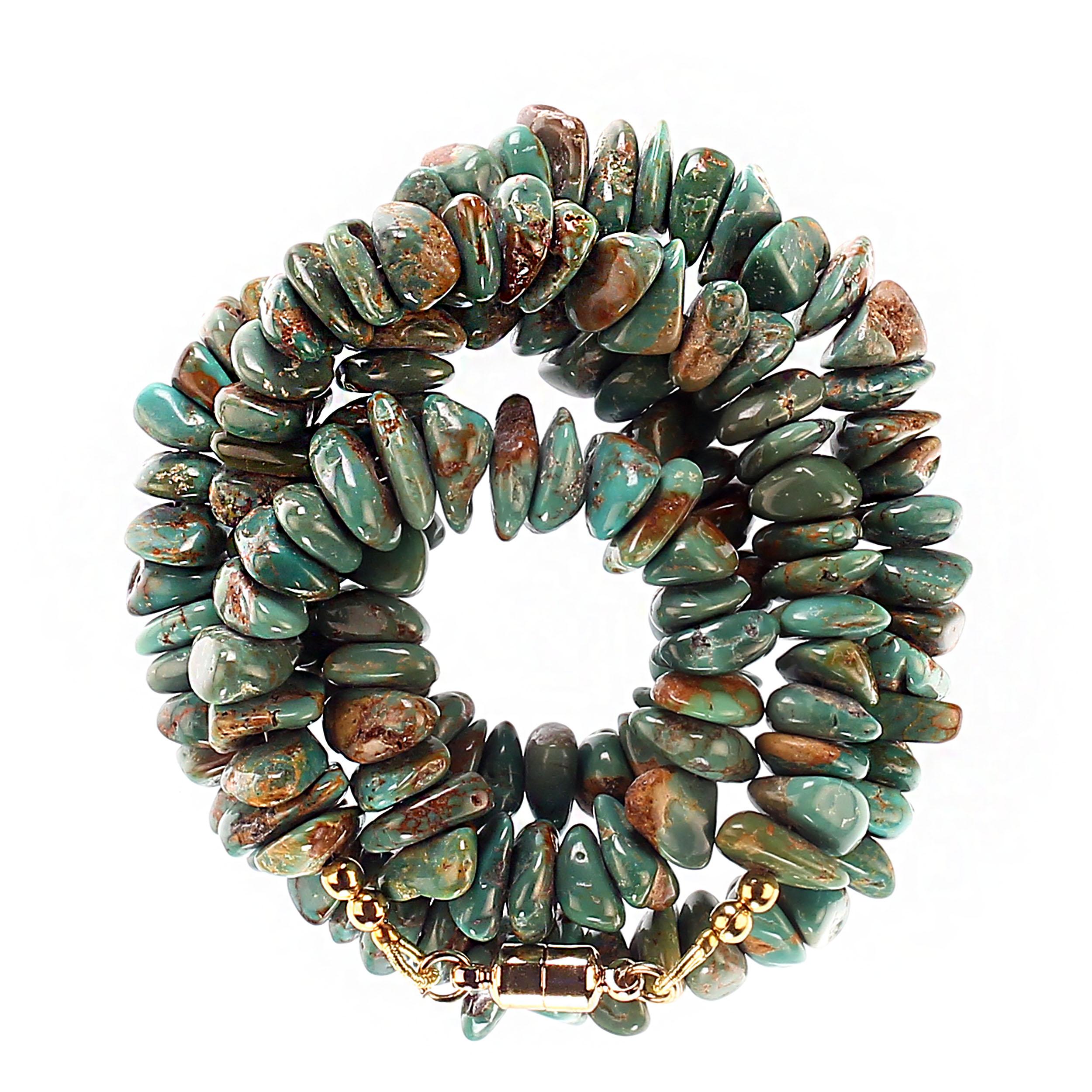 AJD 22 Inch Polished Green Turquoise Nugget Necklace 3