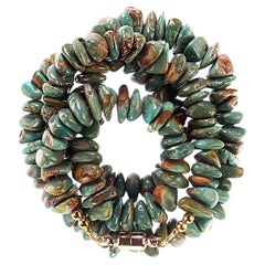 AJD 22 Inch Polished Green Turquoise Nugget Necklace