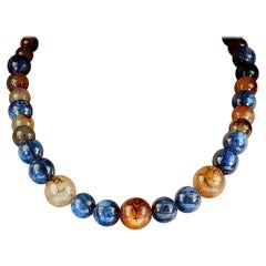 AJD 22 Zoll schimmernden blauen Kyanit und faszinierende Spinnennetz Jaspis Halskette