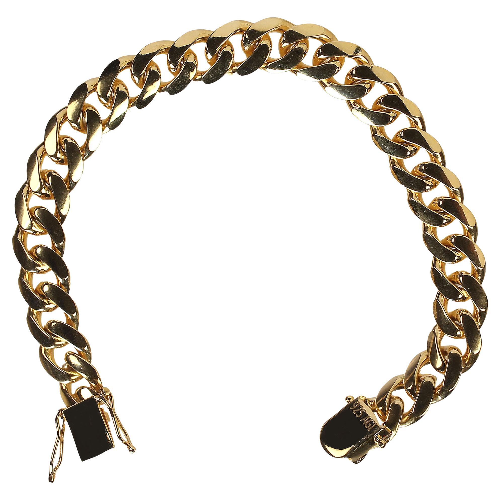 AJD 22K Yellow Gold over Sterling Silver Link Bracelet  Great Gift!! For Sale