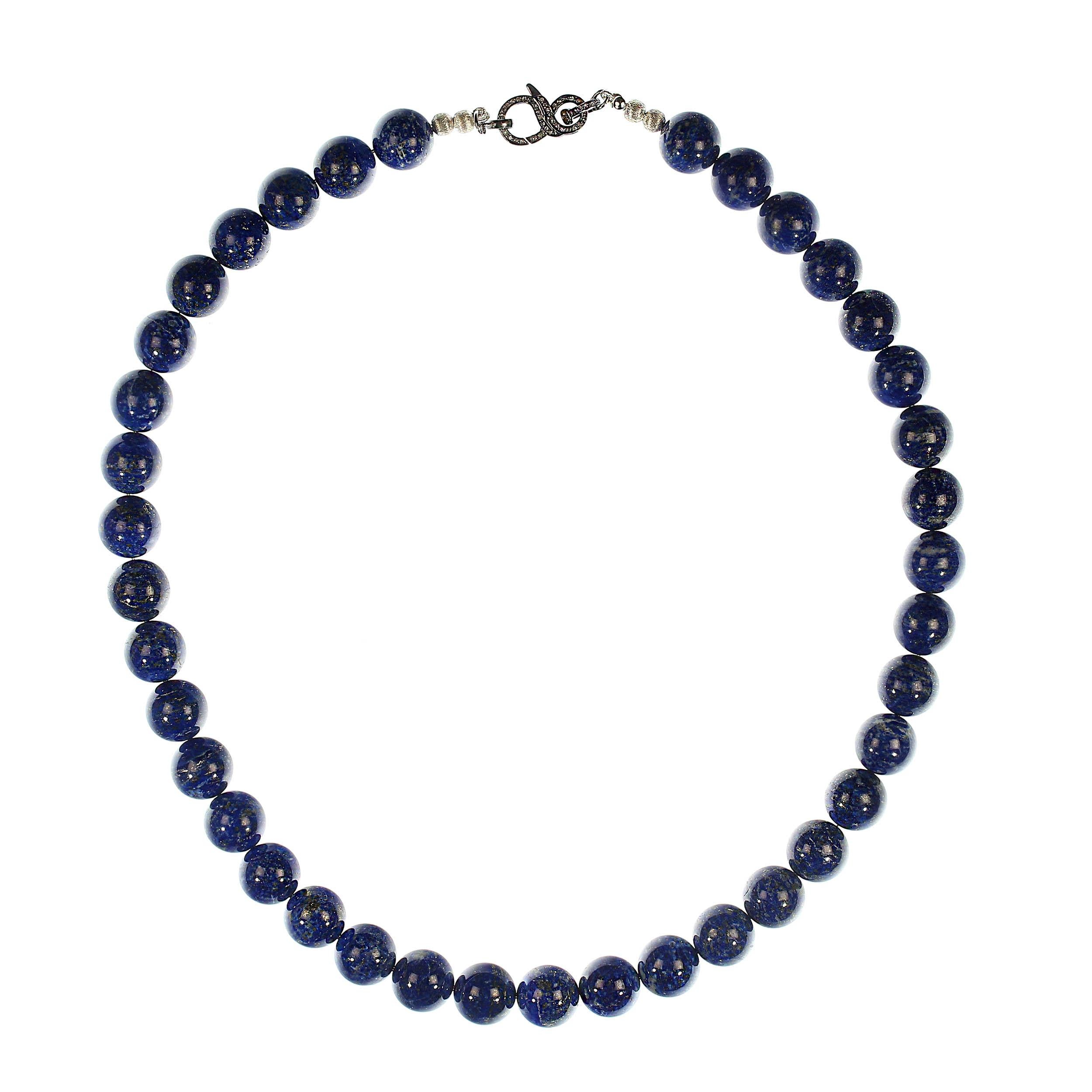 AJD 23 Zoll 14MM Runde Glatte Lovely Lapis Lazuli Halskette im Angebot 6