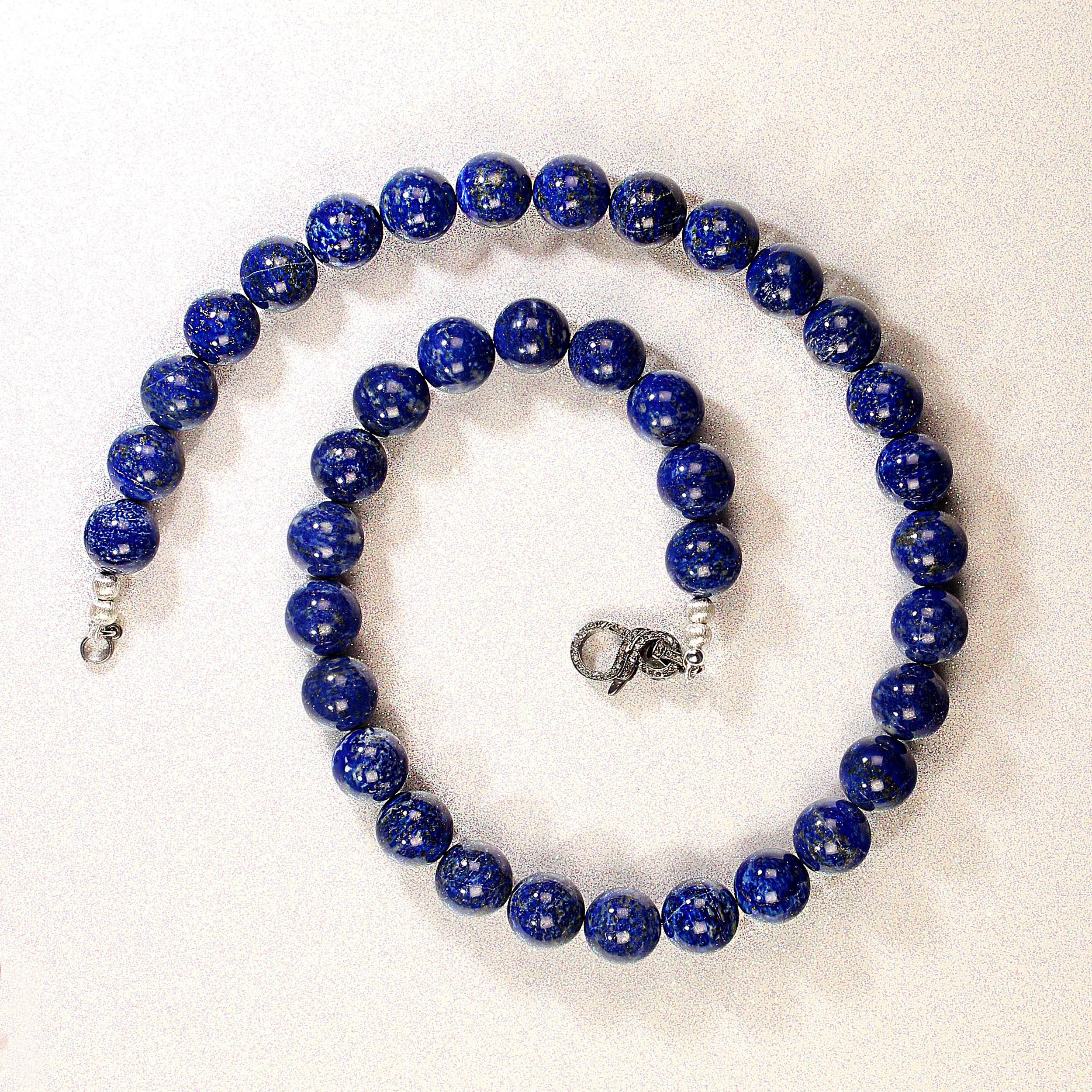 AJD 23 Zoll 14MM Runde Glatte Lovely Lapis Lazuli Halskette im Angebot 7