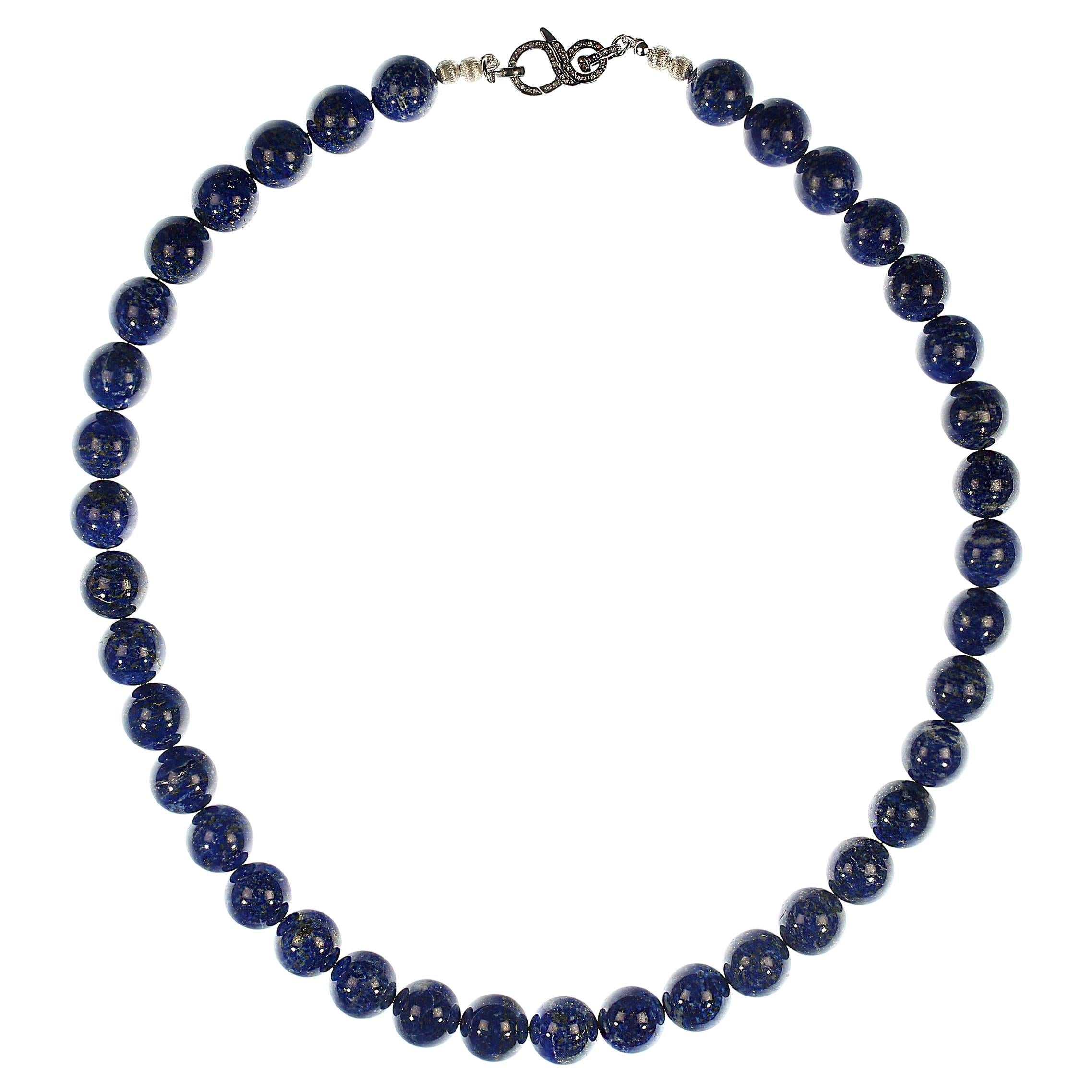AJD 23 Zoll 14MM Runde Glatte Lovely Lapis Lazuli Halskette (Rundschliff) im Angebot