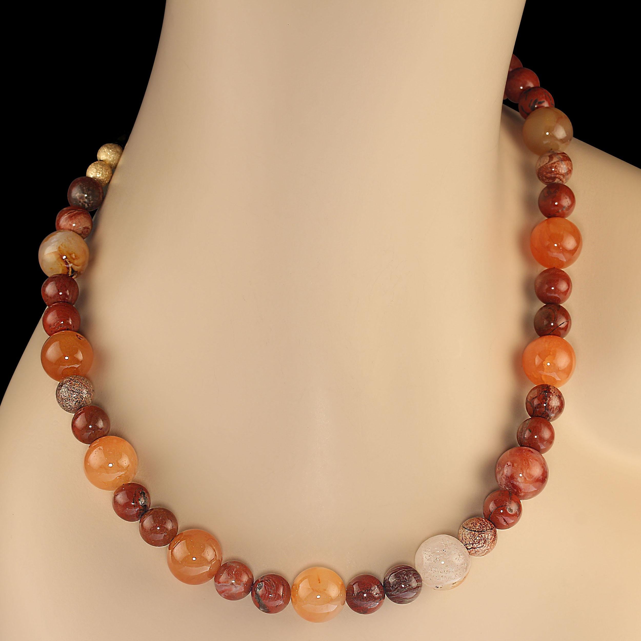Artisan AJD 23 Inch Gorgeous Golden Brown Agate Necklace  For Sale