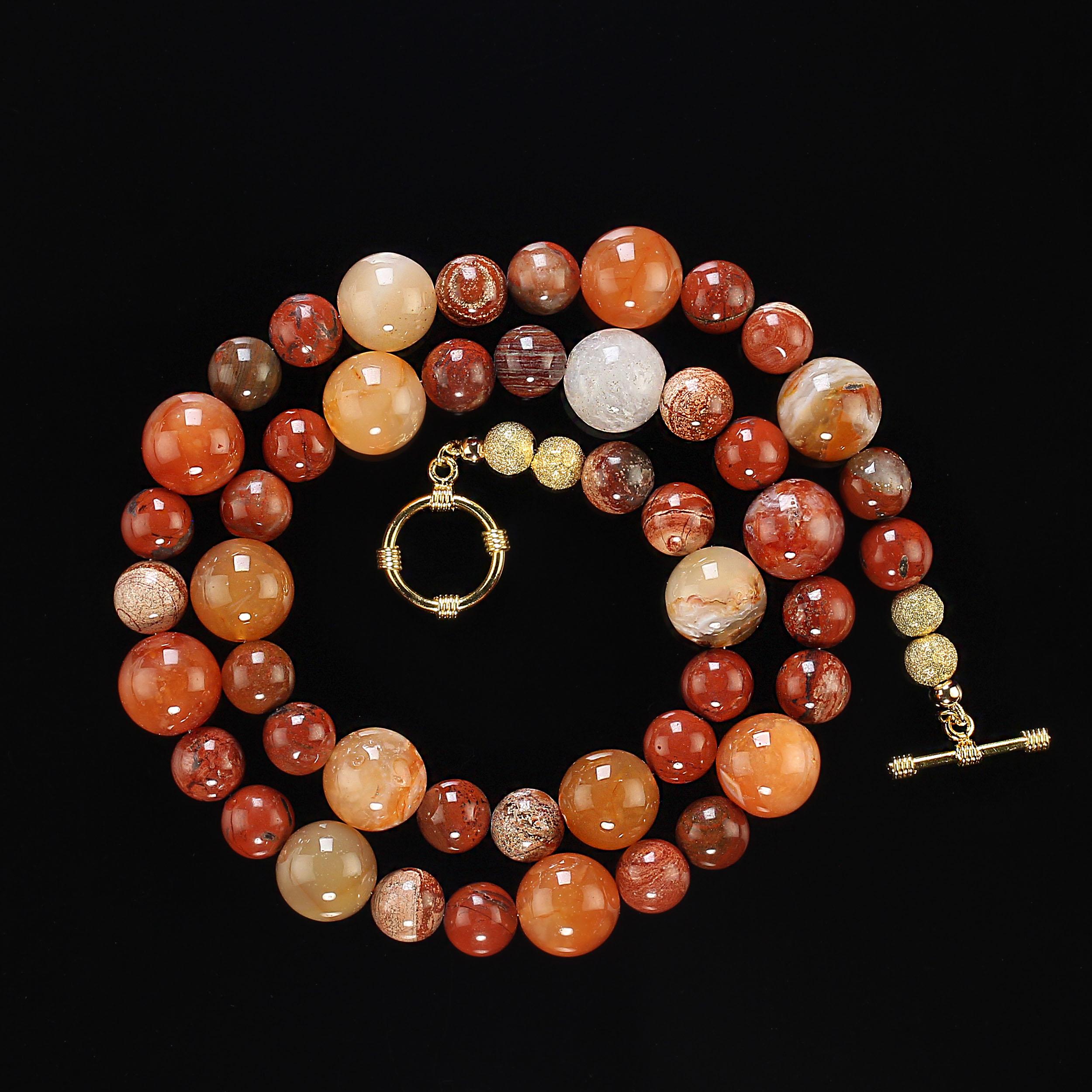 Bead AJD 23 Inch Gorgeous Golden Brown Agate Necklace  For Sale