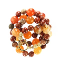 AJD 23 Inch Gorgeous Golden Brown Agate Necklace