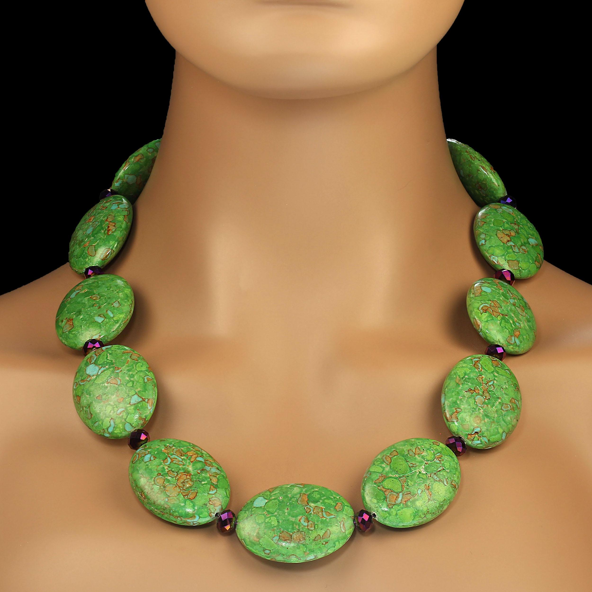 Collana vibrante di magnesite verde e viola da 23 pollici - perfetta per la primavera e l'estate

Aggiungi un'esplosione di colore festoso al tuo guardaroba con questa splendida collana di 23 pollici, progettata per un'atmosfera primaverile ed