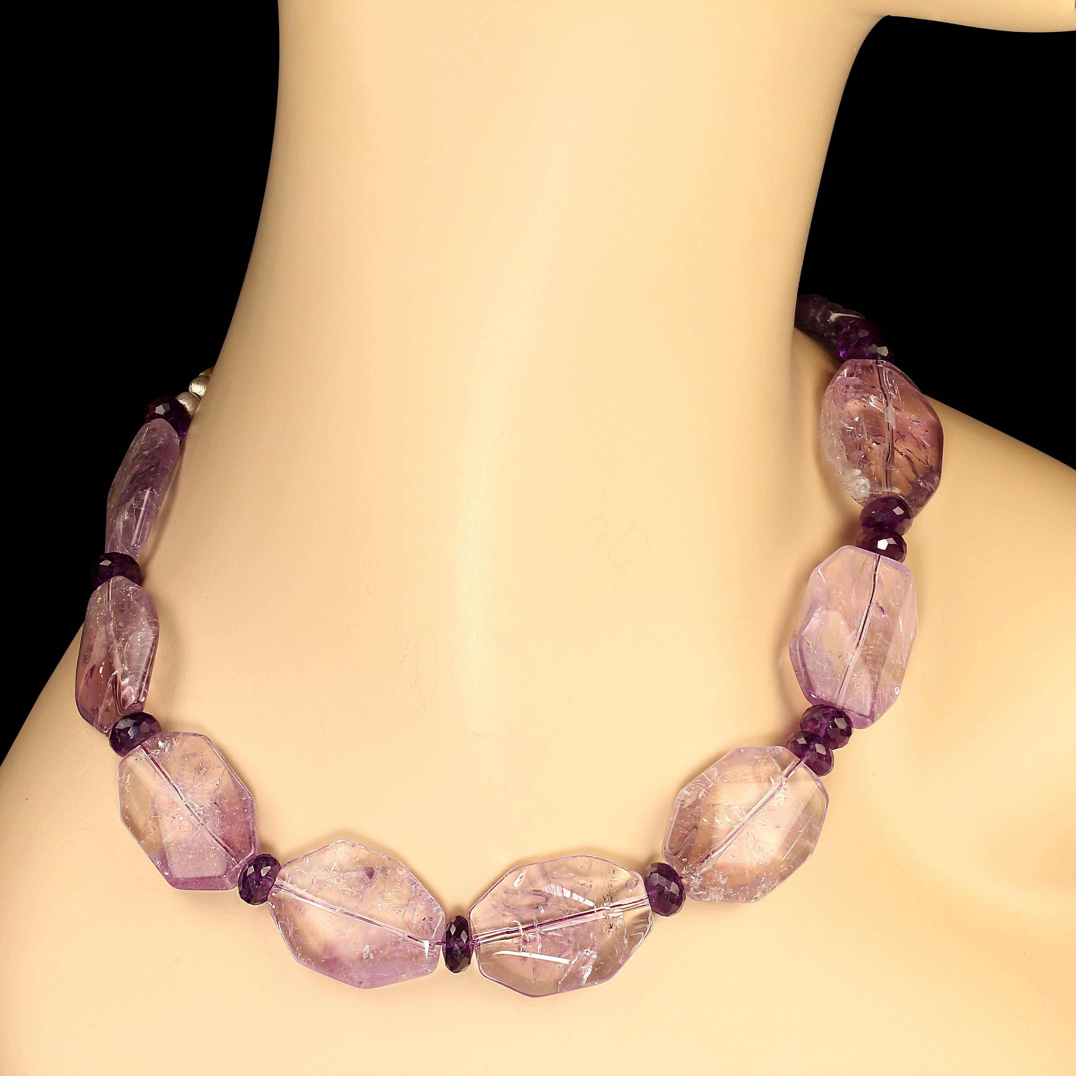 Artisan AJD 23 Inch Necklace of Rose of France Amethyst and Rich Darker Amethyst  For Sale